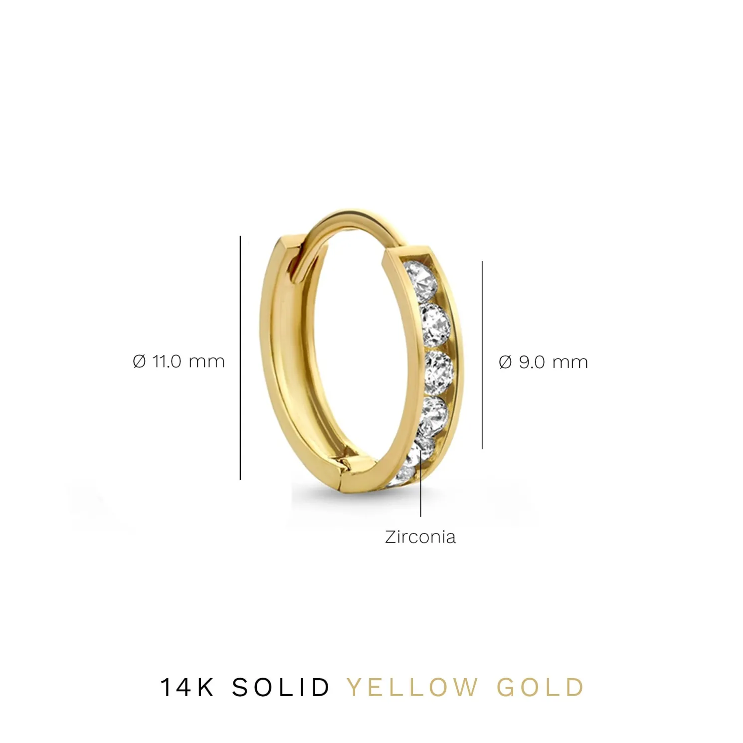 Le Marais Tiphaine 14 karaat gouden creolen met zirkonia steentjes