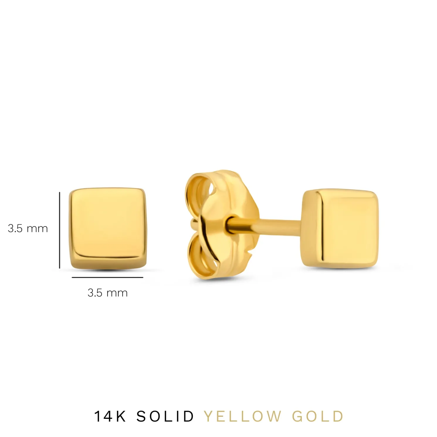 Monceau Gabrielle 14 karaat gouden vierkante oorknoppen