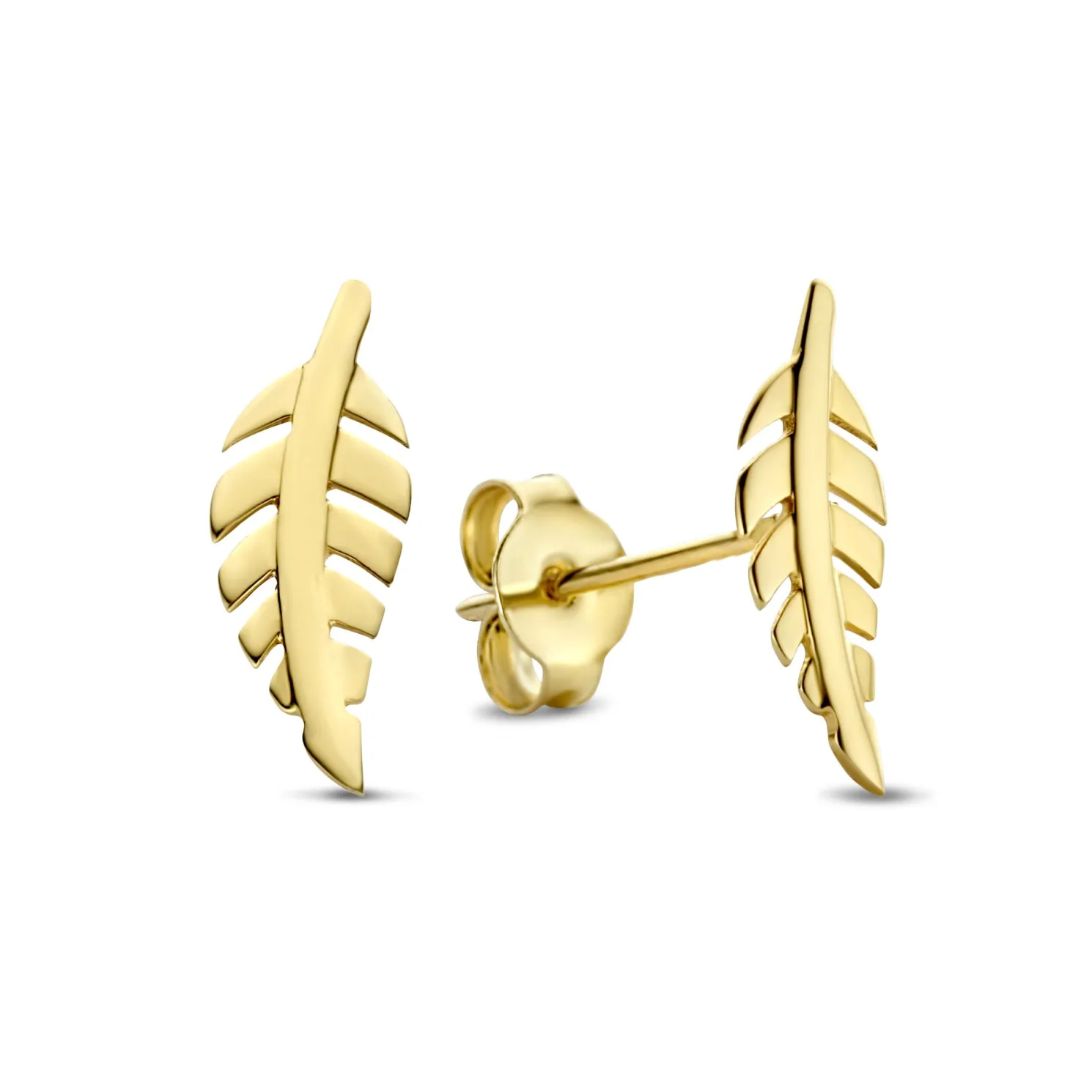 Monceau Giselle 14 karaat gouden oorknoppen met veertje