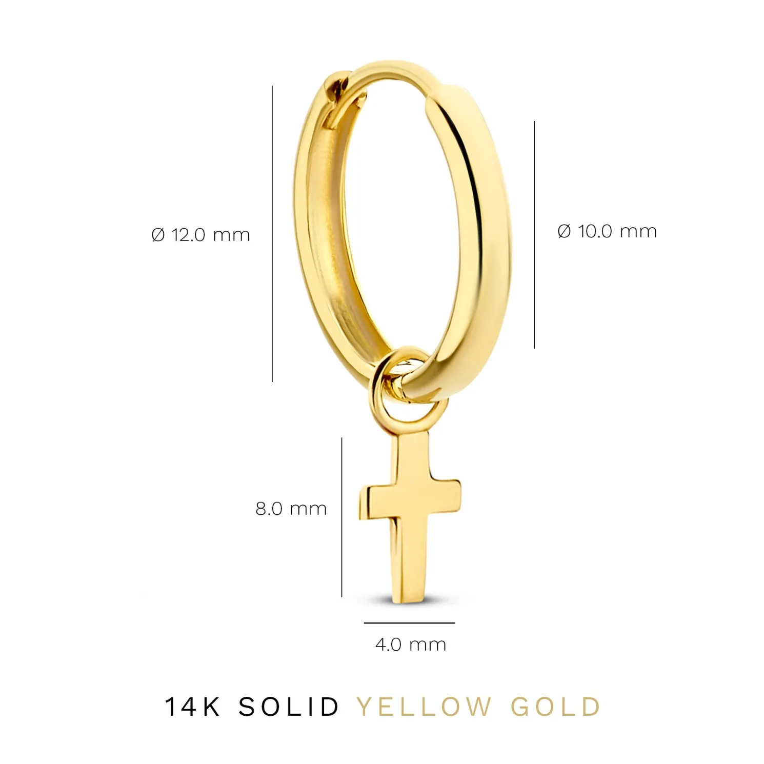 Monceau Solange 14 karaat gouden creolen met kruisje