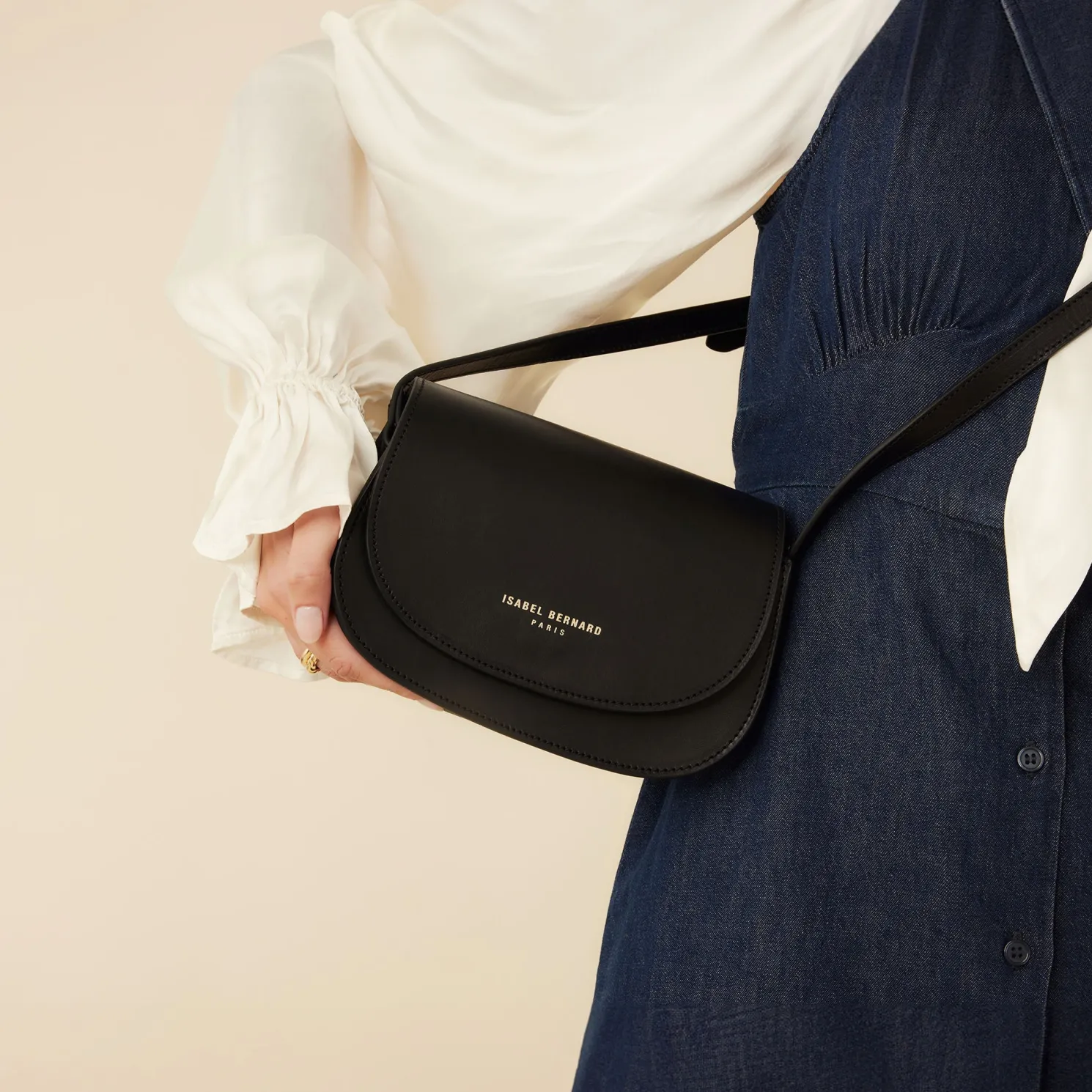 Montmartre Manon zwarte leren crossbody tas van natuurleer