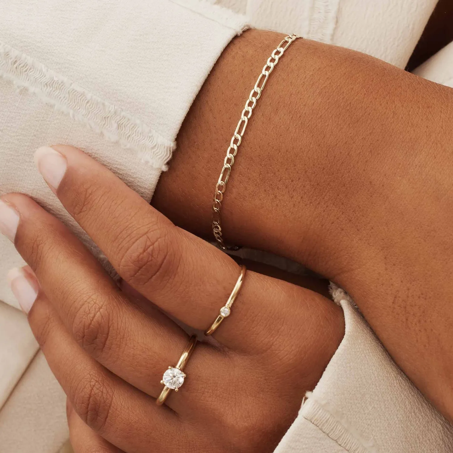 Rivoli Aélys 14 karaat gouden stacking ring met zirkonia steentje