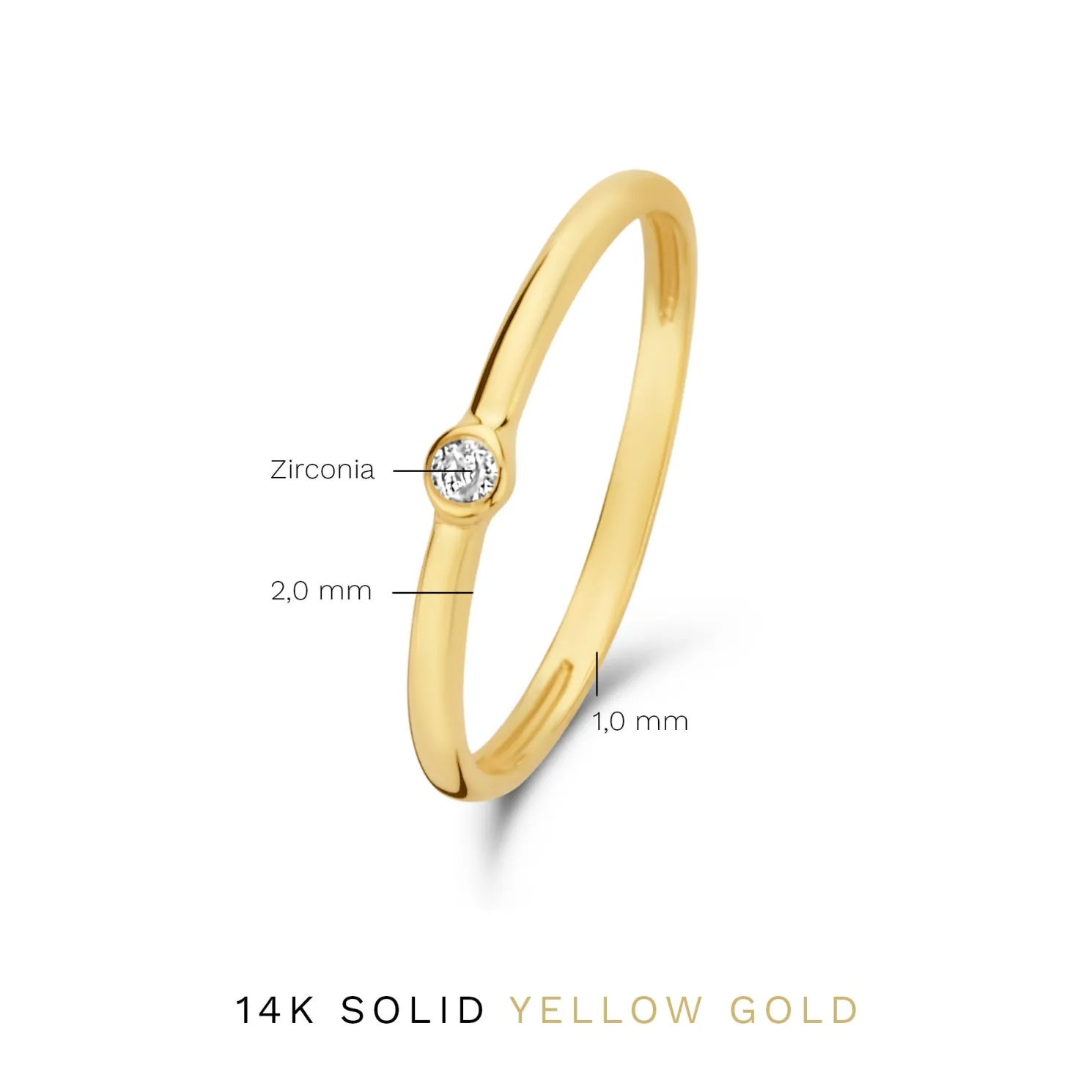 Rivoli Aélys 14 karaat gouden stacking ring met zirkonia steentje