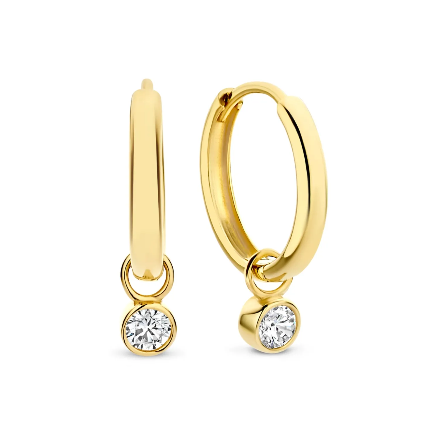 Rivoli Aélys 14 karaat gouden creolen met zirkonia steentje