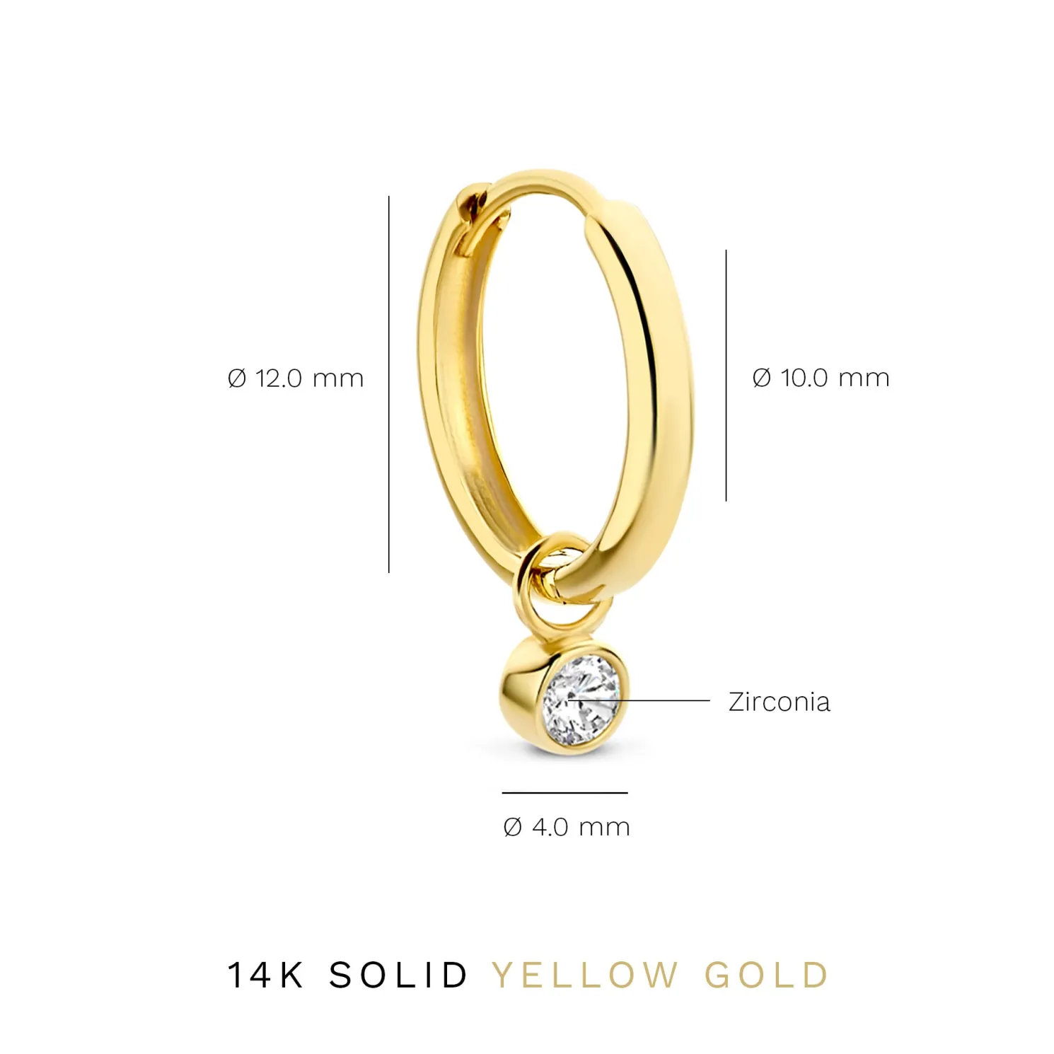 Rivoli Aélys 14 karaat gouden creolen met zirkonia steentje