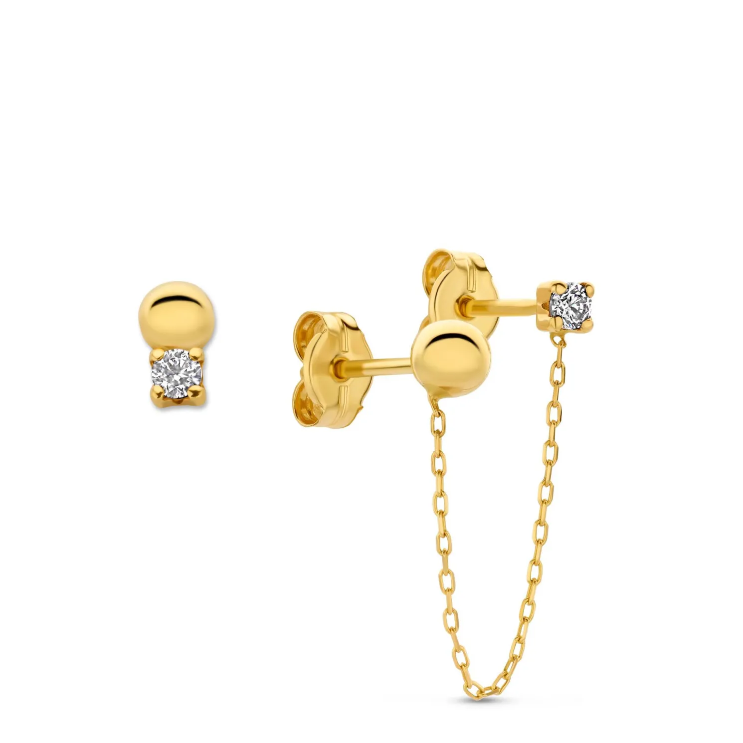 Rivoli Cézanne 14 karaat gouden oorbellen met 3 oorknoppen