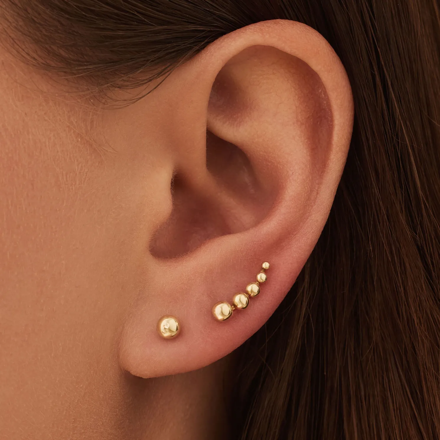 Rivoli Cézanne 14 karaat gouden oorbellen met 2 oorknoppen