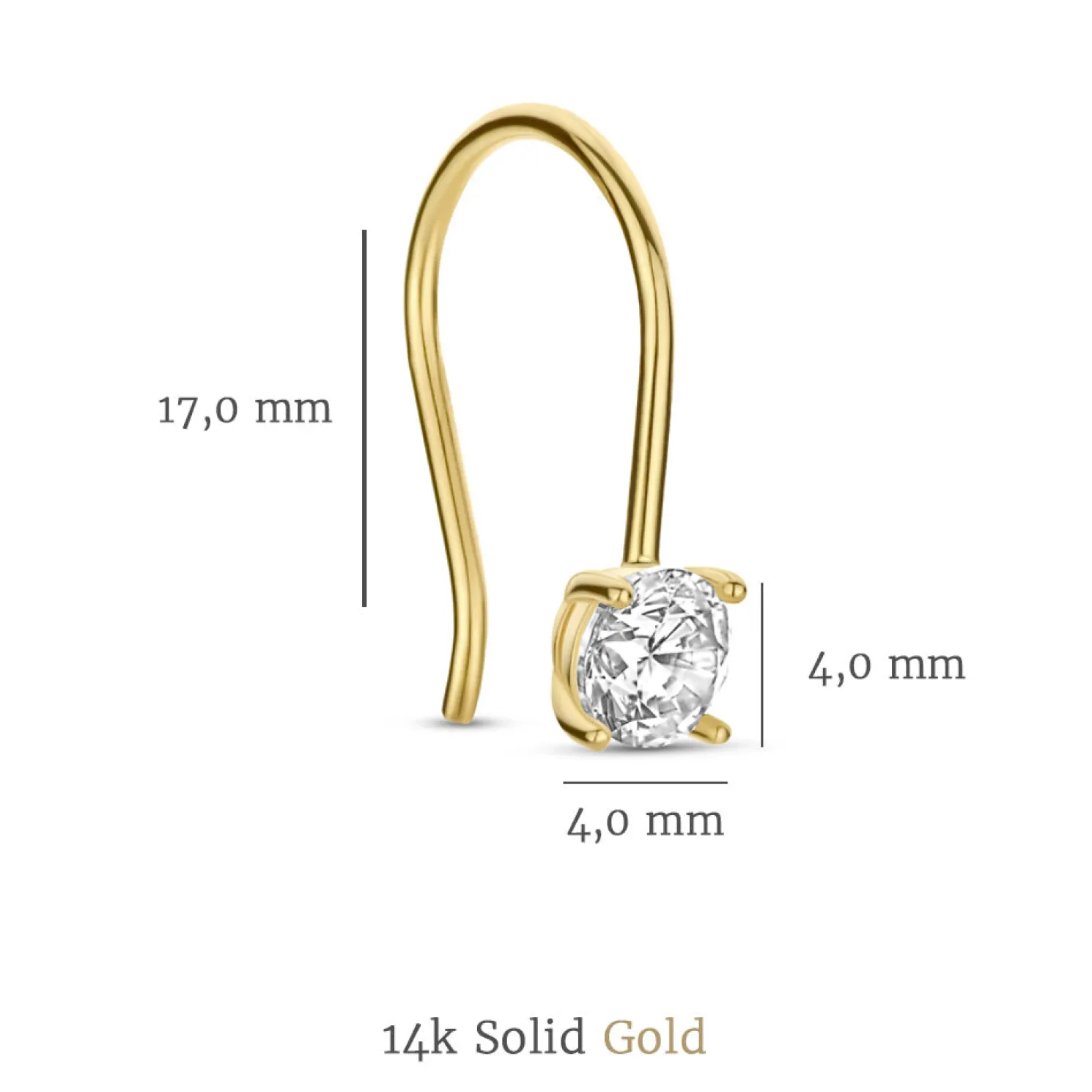 Rivoli Elise 14 karaat gouden oorhangers met zirkonia steentje