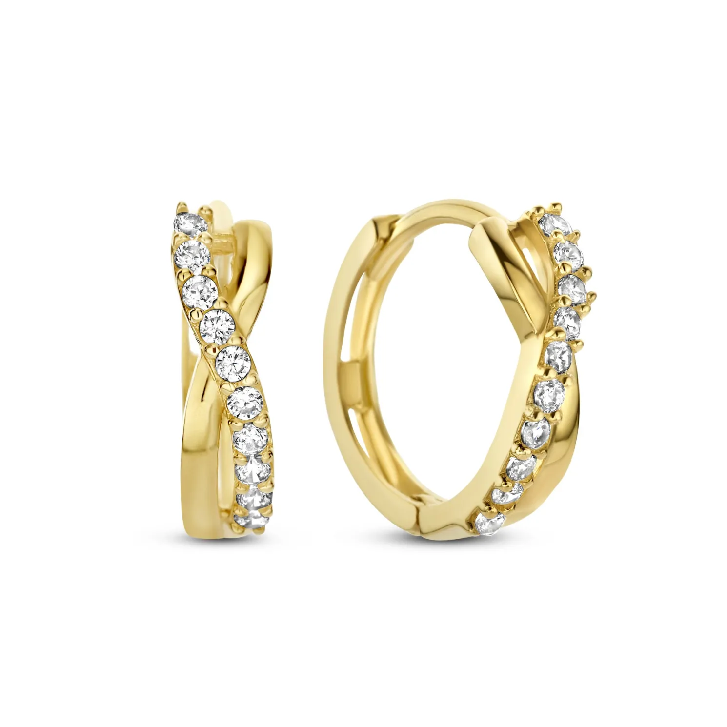 Rivoli Esmée 14 karaat gouden creolen met zirkonia steentjes