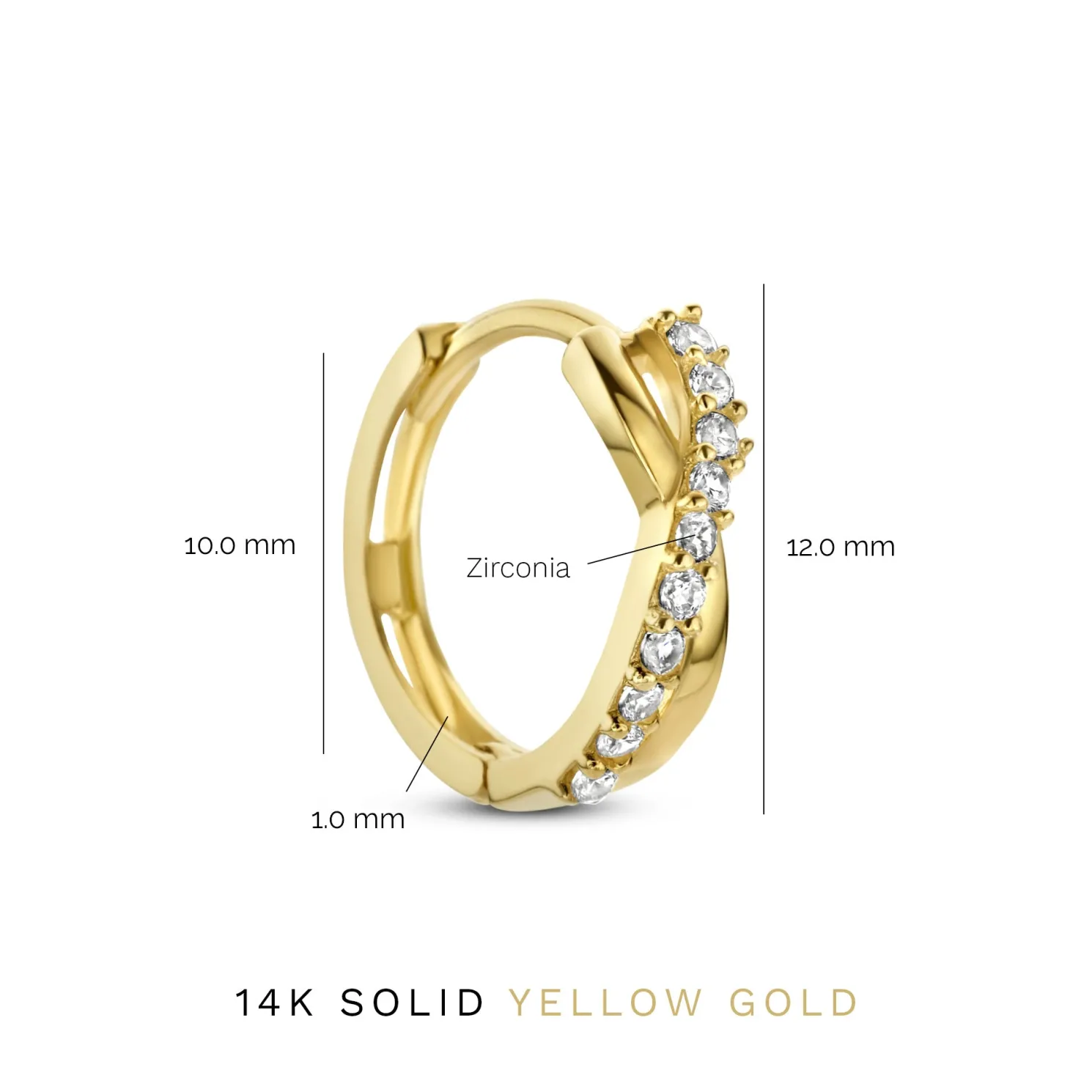 Rivoli Esmée 14 karaat gouden creolen met zirkonia steentjes