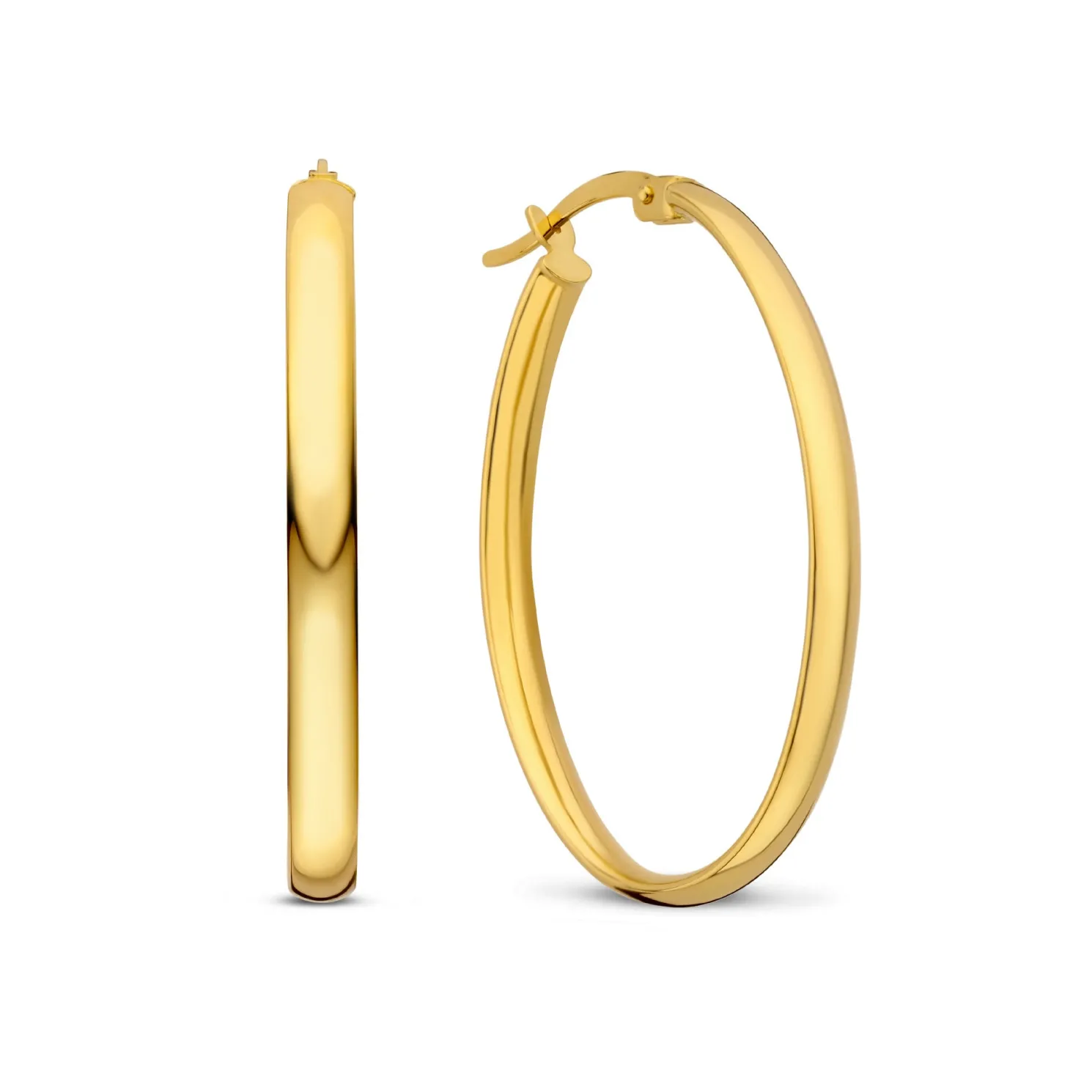 Rivoli Flori 14 karaat gouden ovale creolen (32 mm)