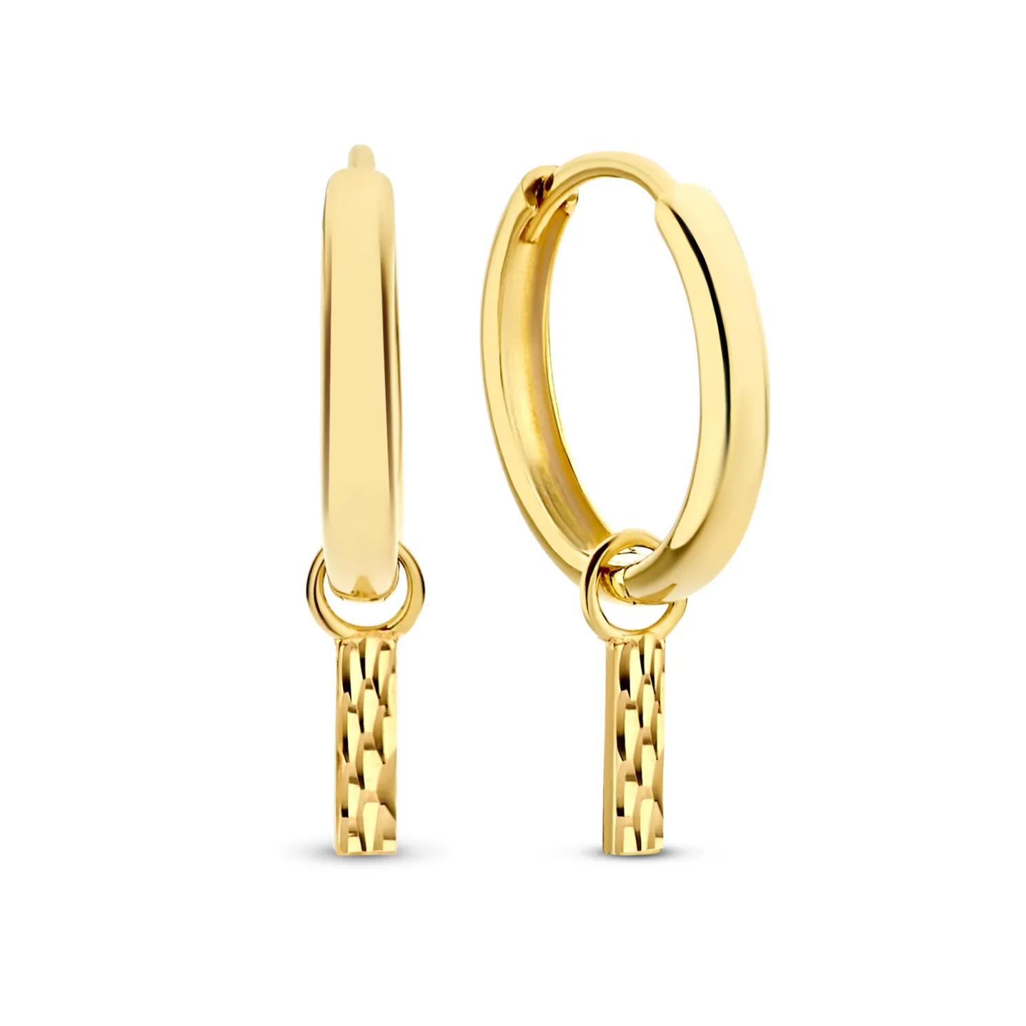 Rivoli Laura 14 karaat gouden creolen met diamond cut staafje