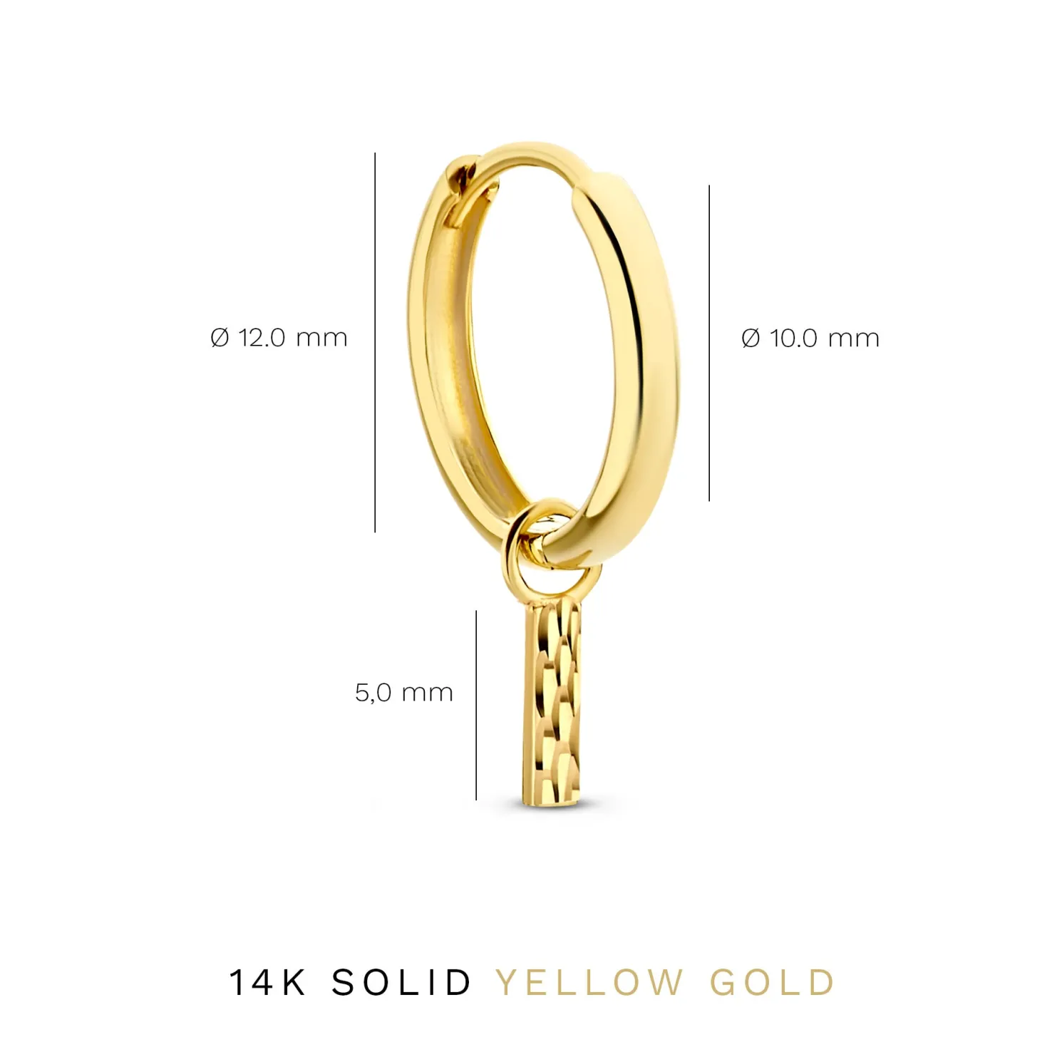 Rivoli Laura 14 karaat gouden creolen met diamond cut staafje