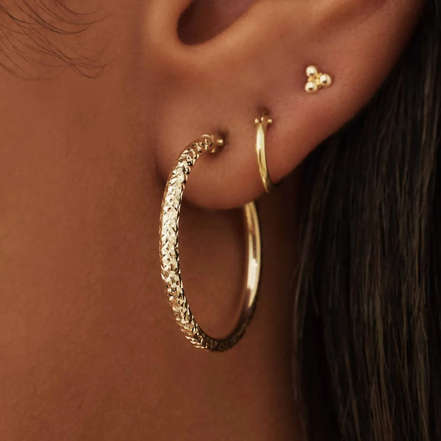 Rivoli Laura 14 karaat gouden creolen met diamond cut