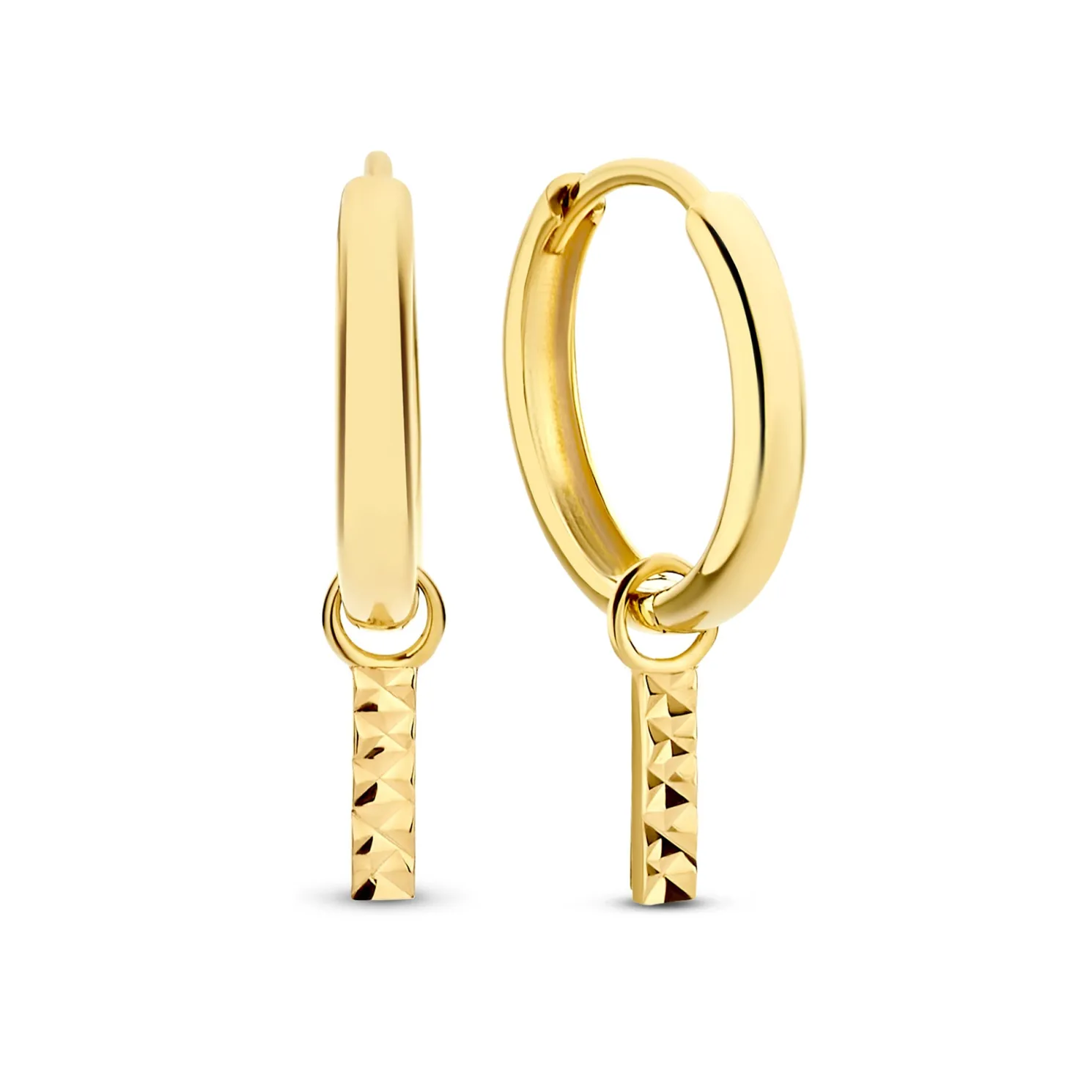 Rivoli Laura 14 karaat gouden creolen met diamond cut staafje