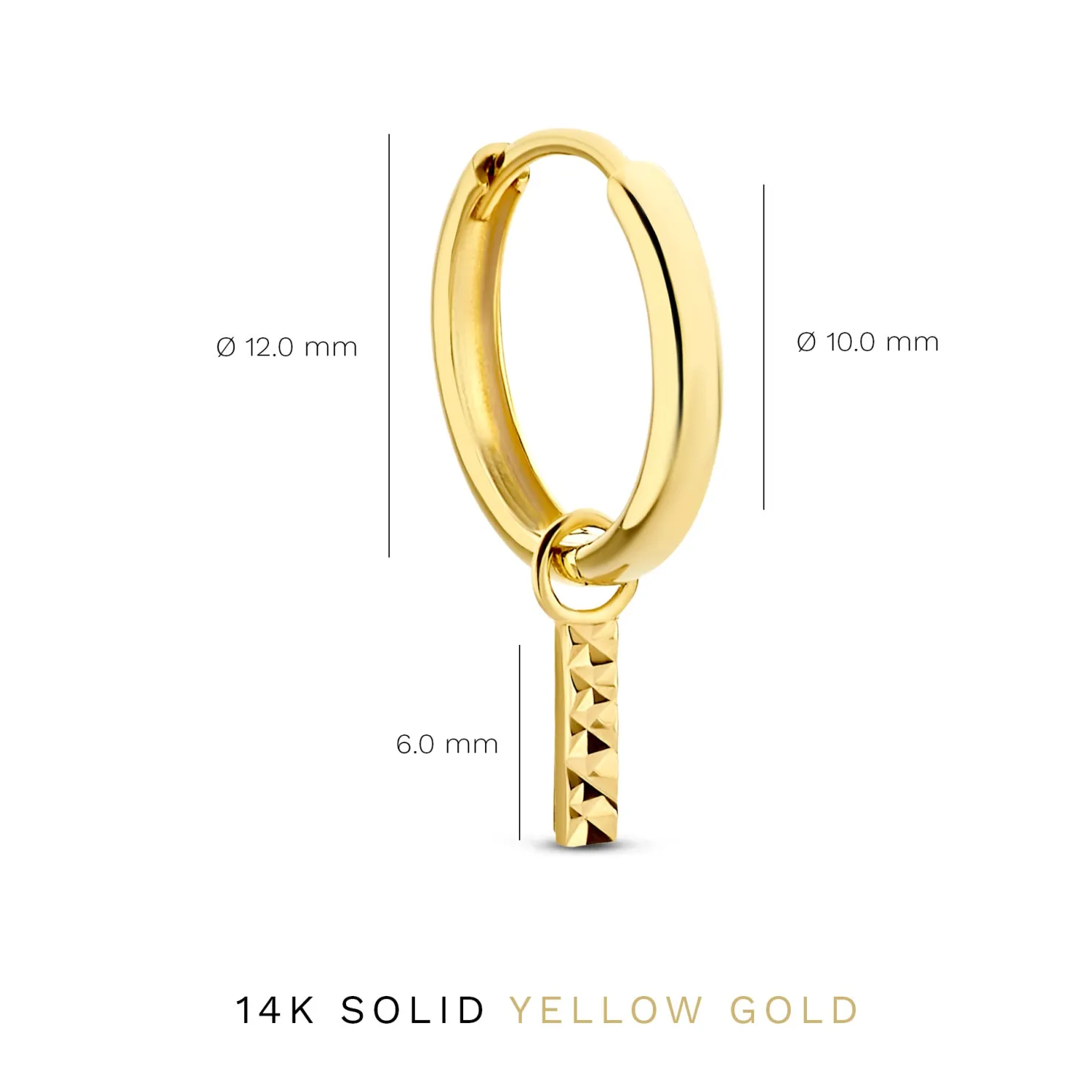 Rivoli Laura 14 karaat gouden creolen met diamond cut staafje