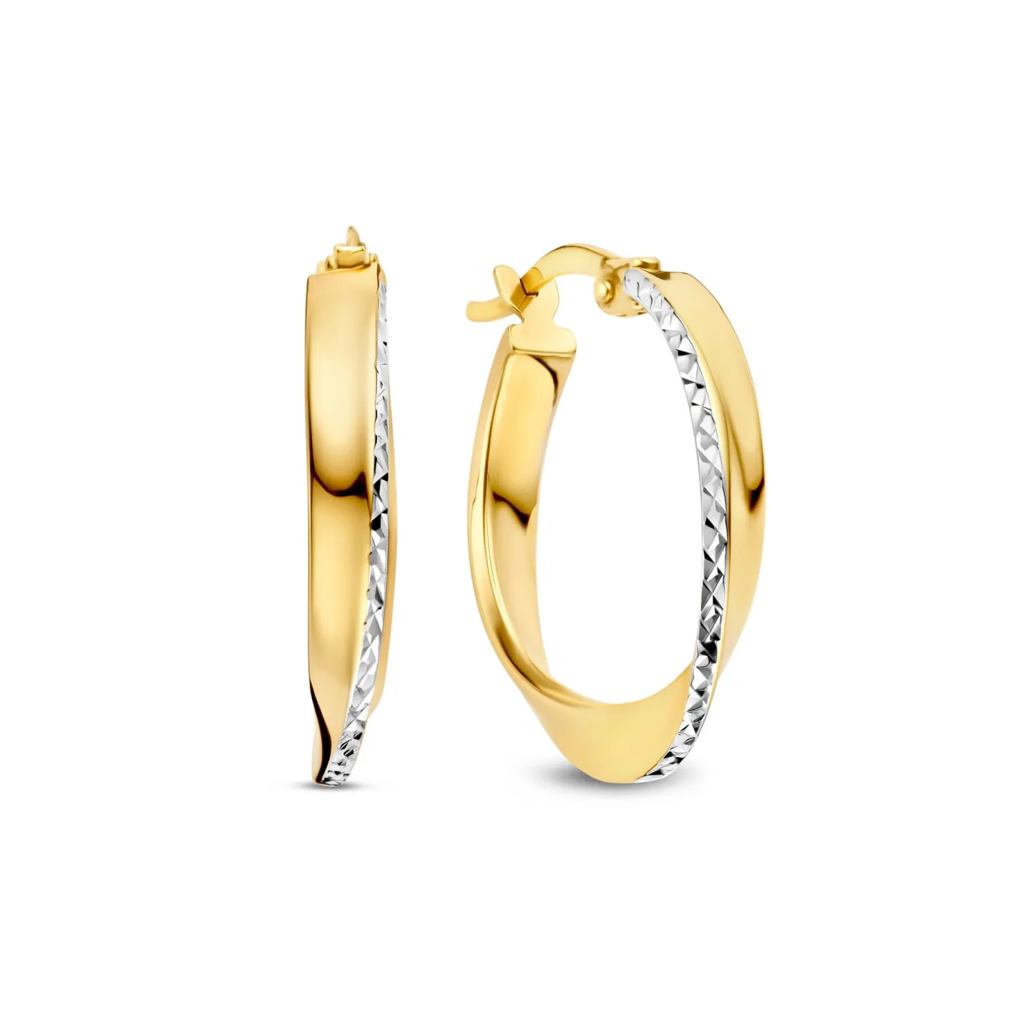 Rivoli Laura 14 karaat gouden creolen met diamond cut (15.5 mm)