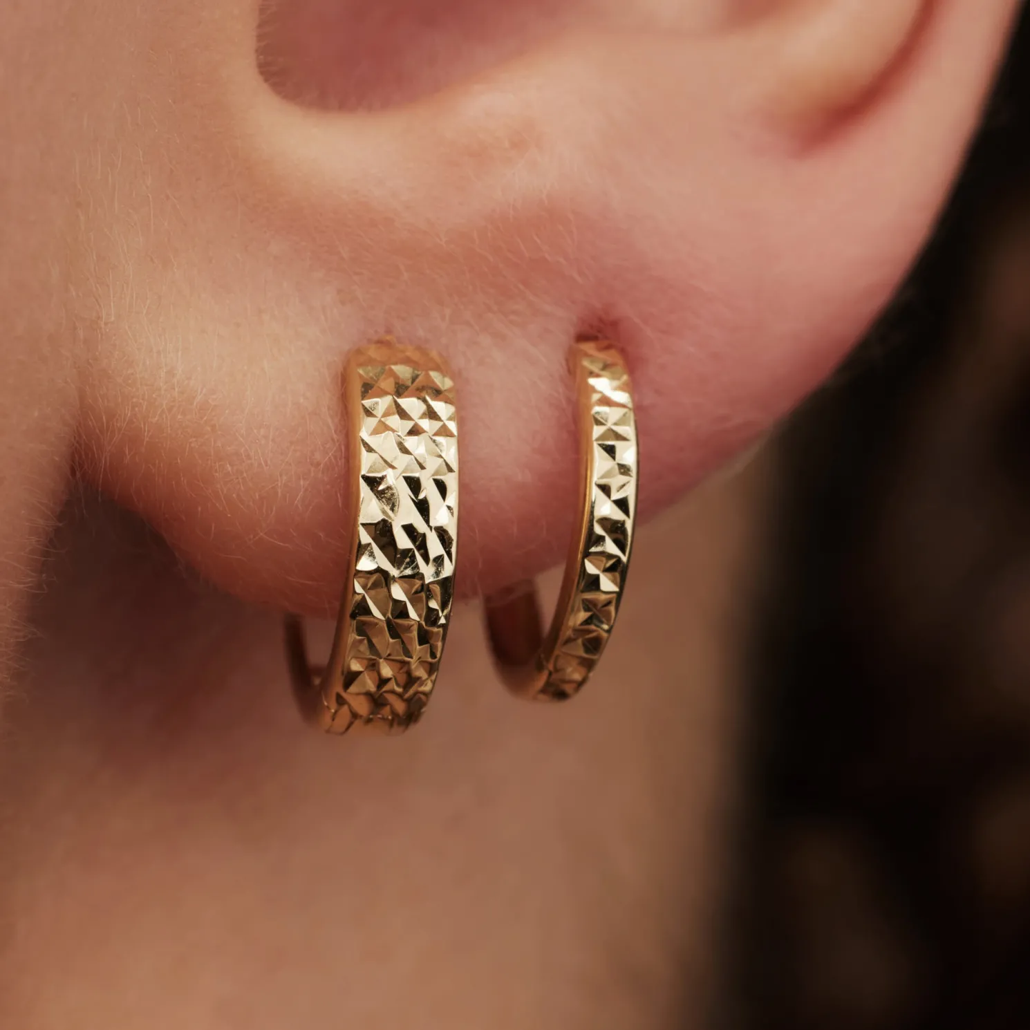 Rivoli Laura 14 karaat gouden creolen met diamond cut