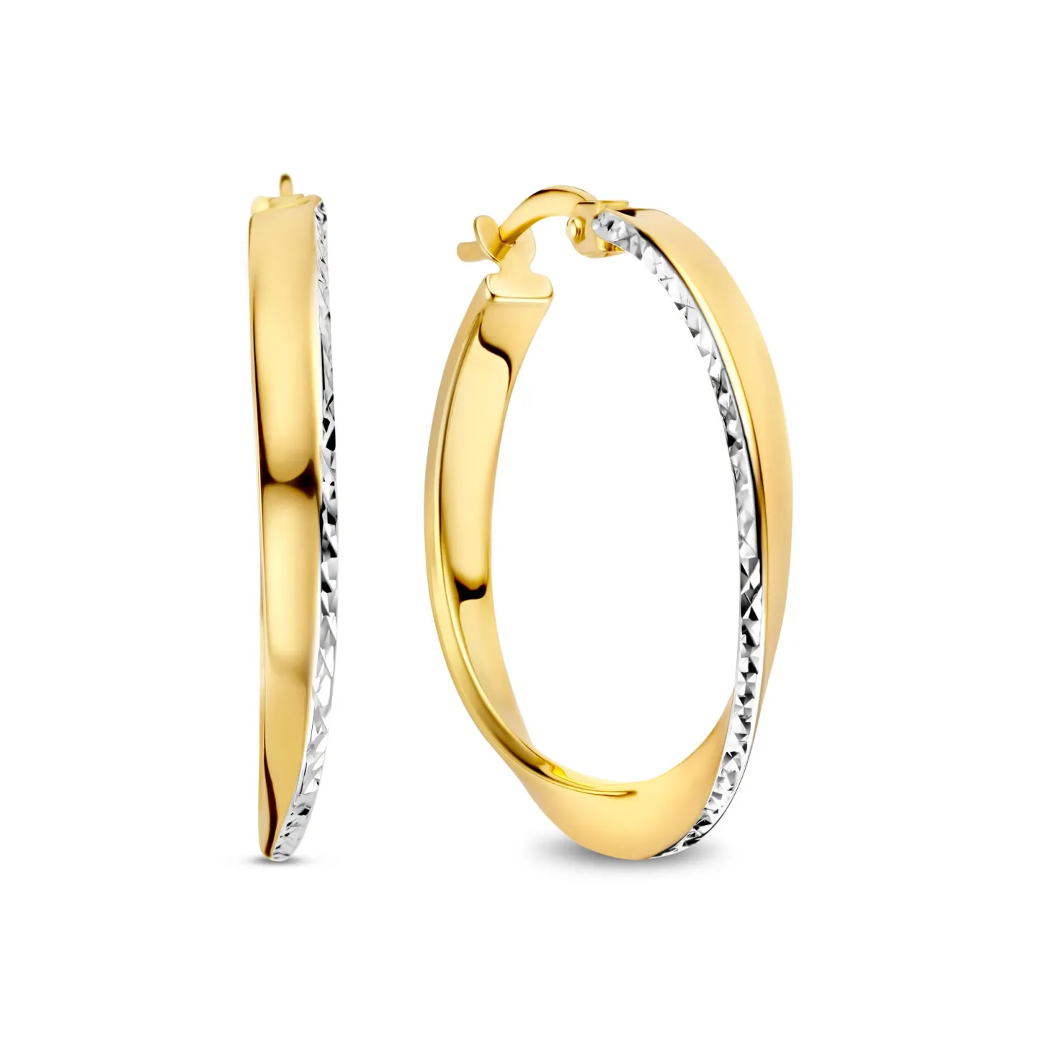 Rivoli Laura 14 karaat gouden creolen met diamond cut (21 mm)