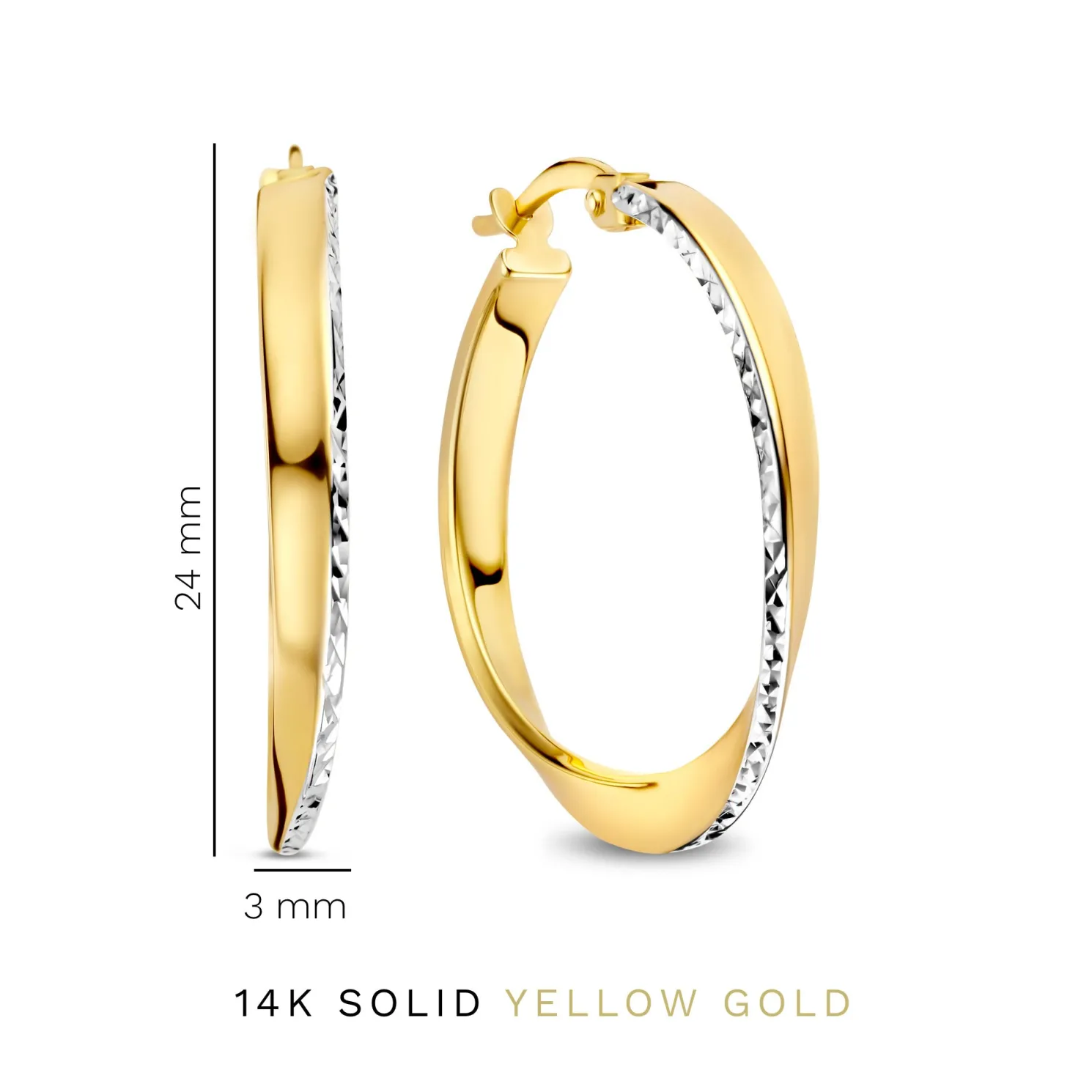 Rivoli Laura 14 karaat gouden creolen met diamond cut (21 mm)