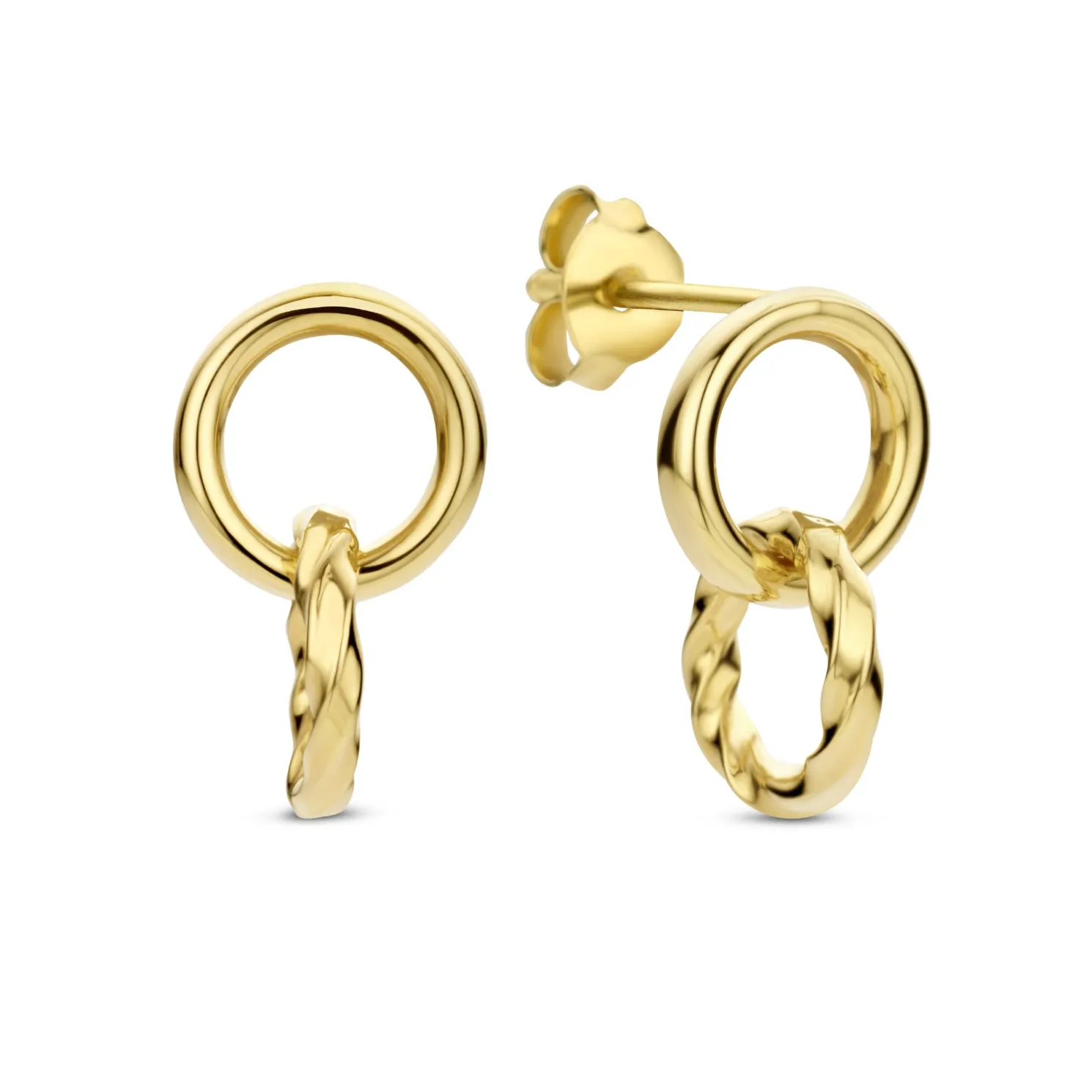 Rivoli Lisan 14 karaat gouden oorhangers met twist