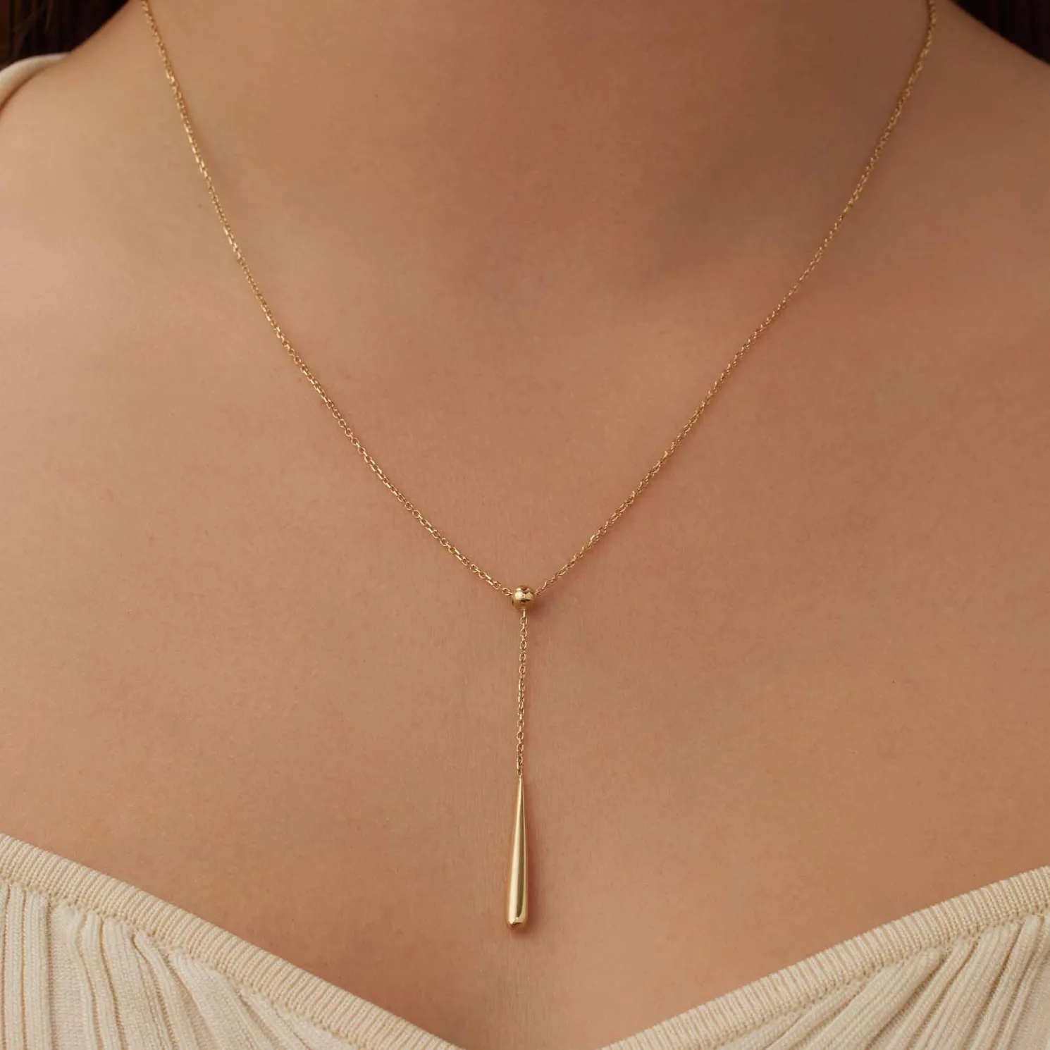 Rivoli Maryn 14 karaat gouden collier met staafje