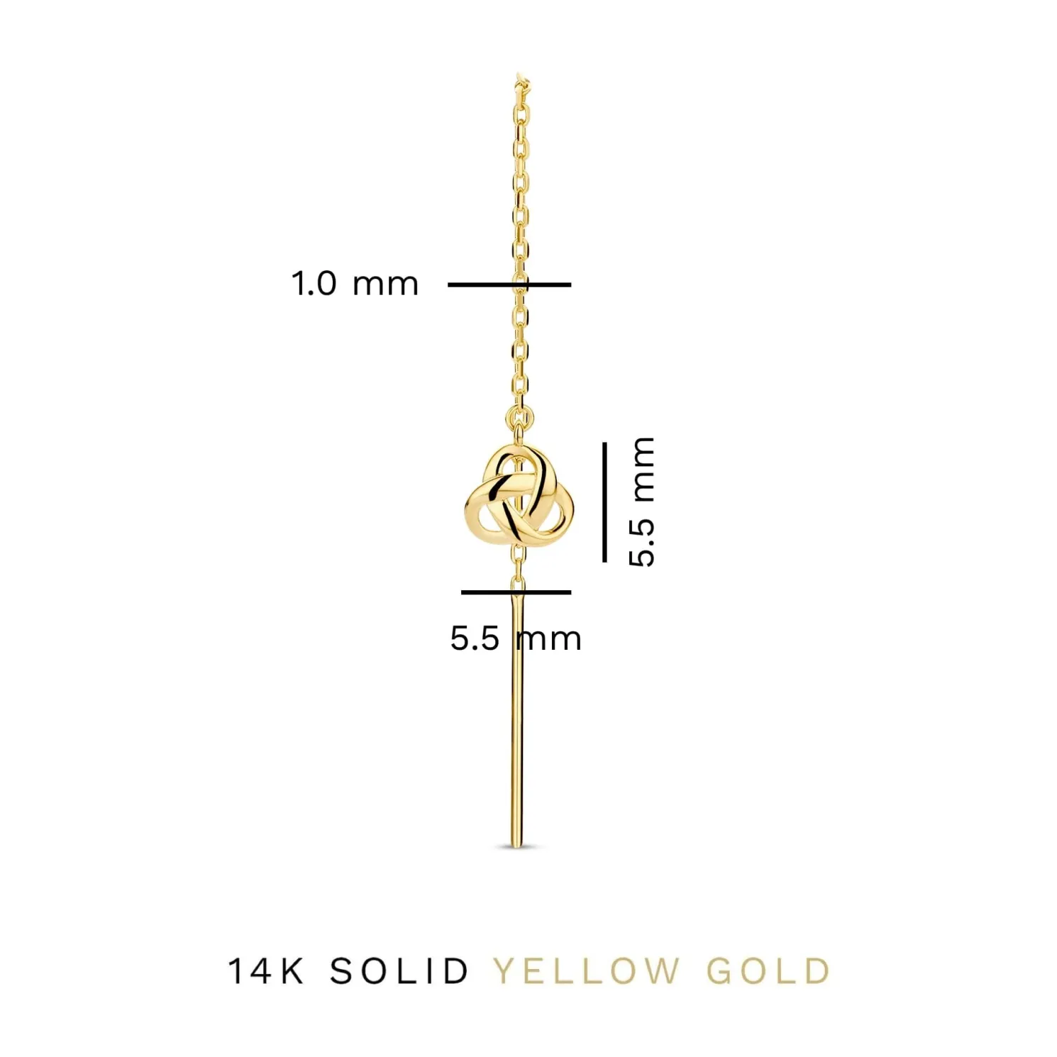 Rivoli Méline 14 karaat gouden doortrek oorbellen met knoopje