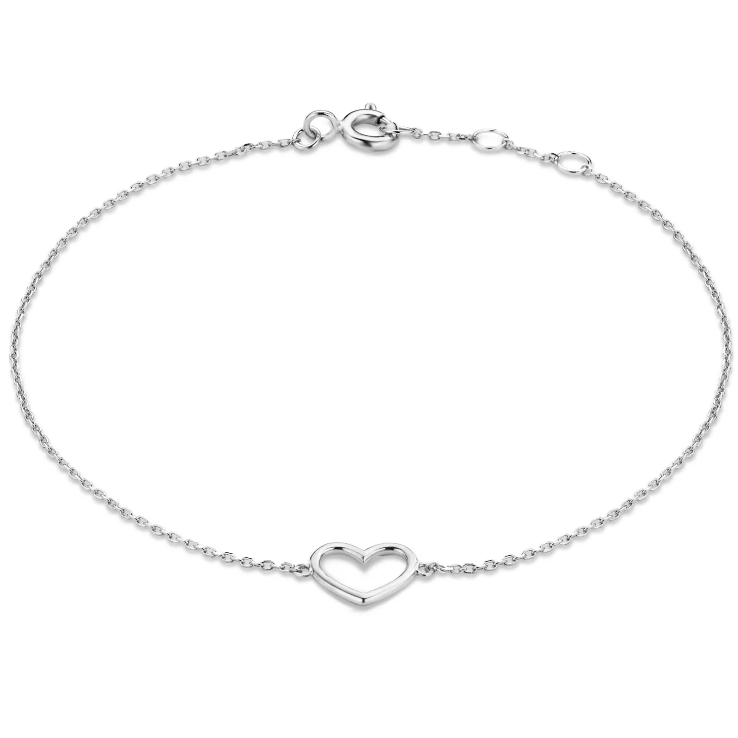 Saint Germain Amore 14 karaat witgouden armband met hartje