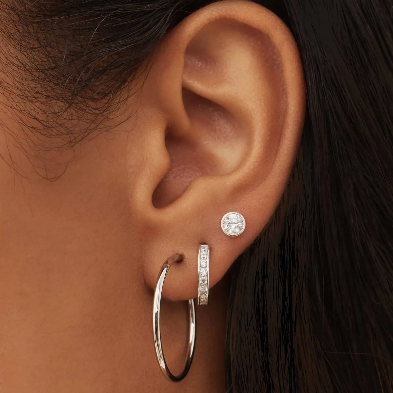 Saint Germain Cerise 14 karaat witgouden creolen (20 mm)