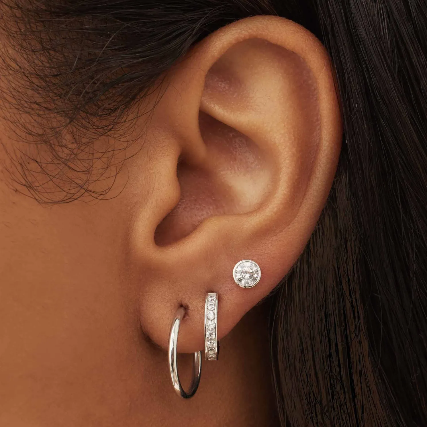 Saint Germain Cerise 14 karaat witgouden creolen 16 mm