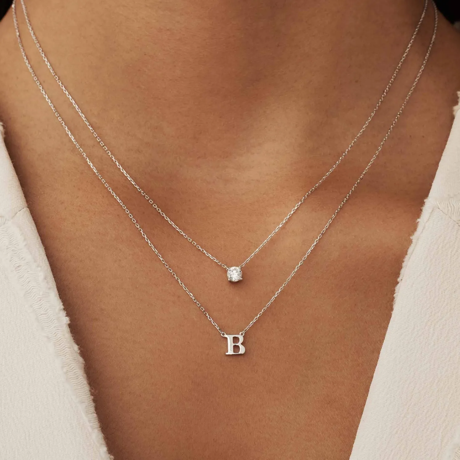 Saint Germain Garance 14 karaat witgouden collier met zirkonia steentje