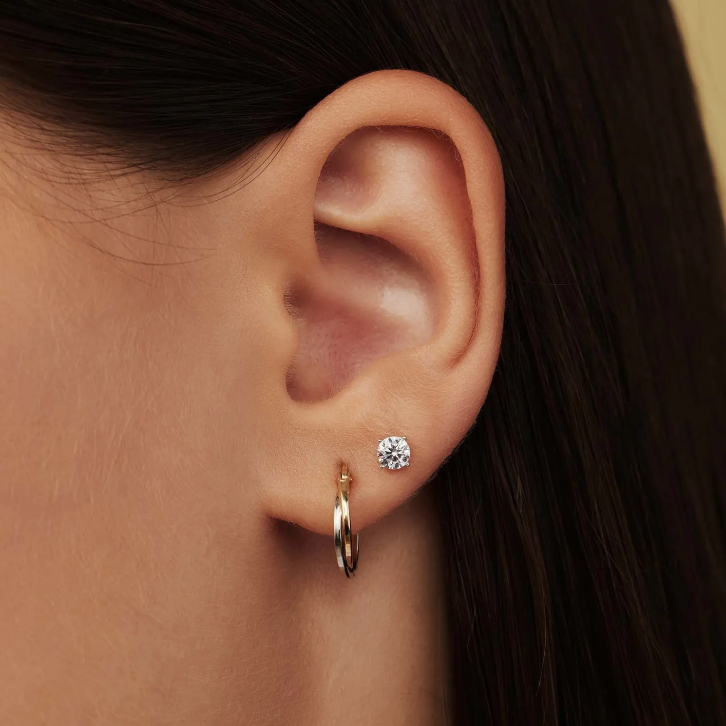 Saint Germain Lourdes 14 karaat witgouden oorknoppen met zirkonia steentje