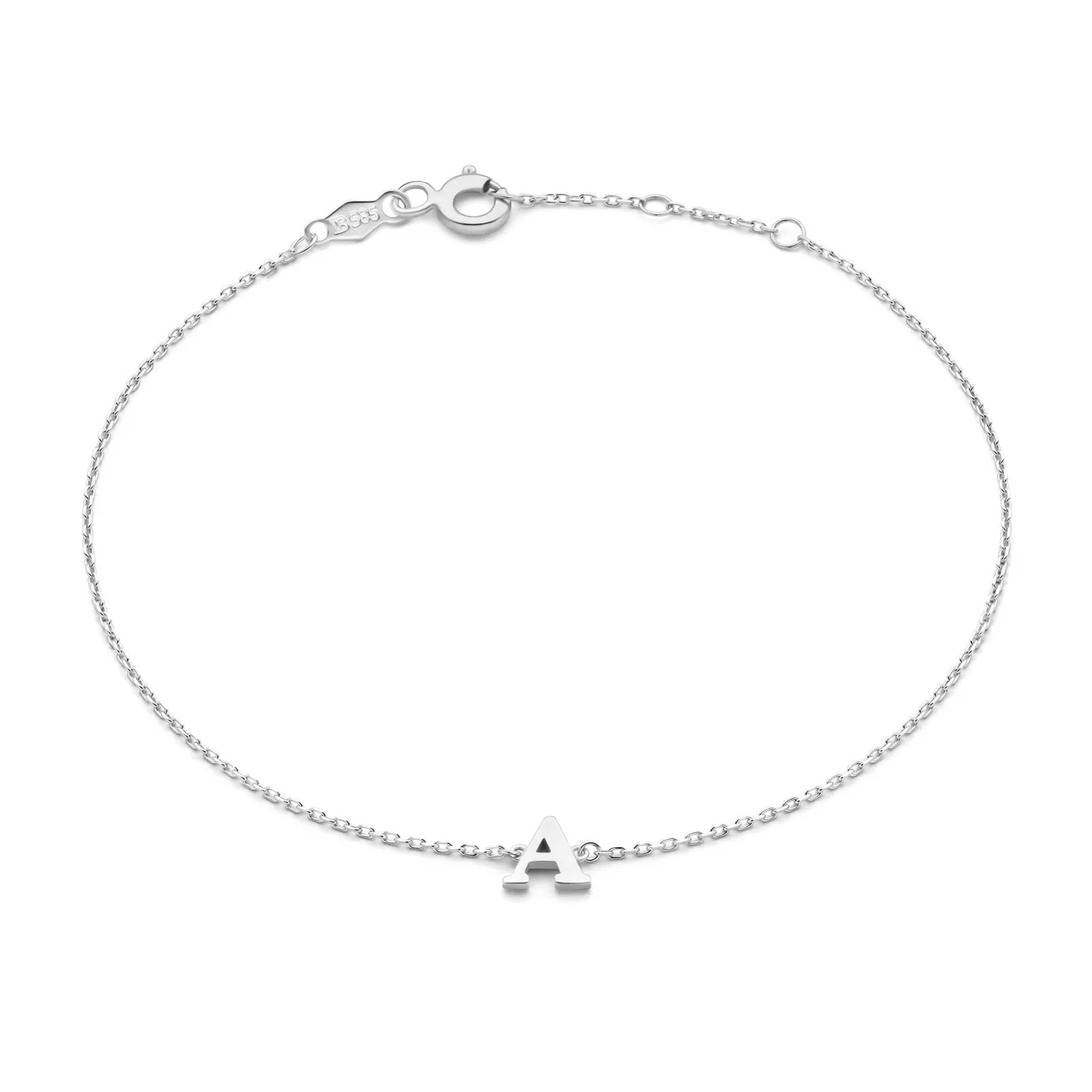 Saint Germain Rachel 14 karaat witgouden initial armband met letter