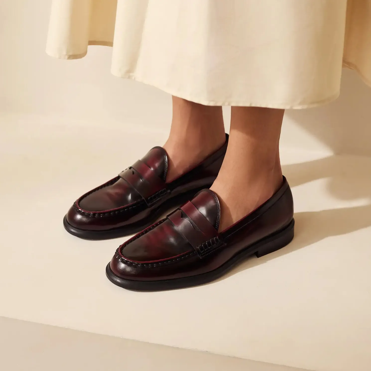 Vendôme Blandine bordeaux loafers van spazzolato leer