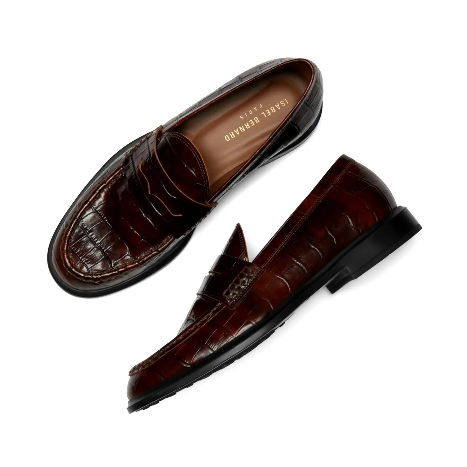 Vendôme Blandine croco bruine loafers van kalfsleer