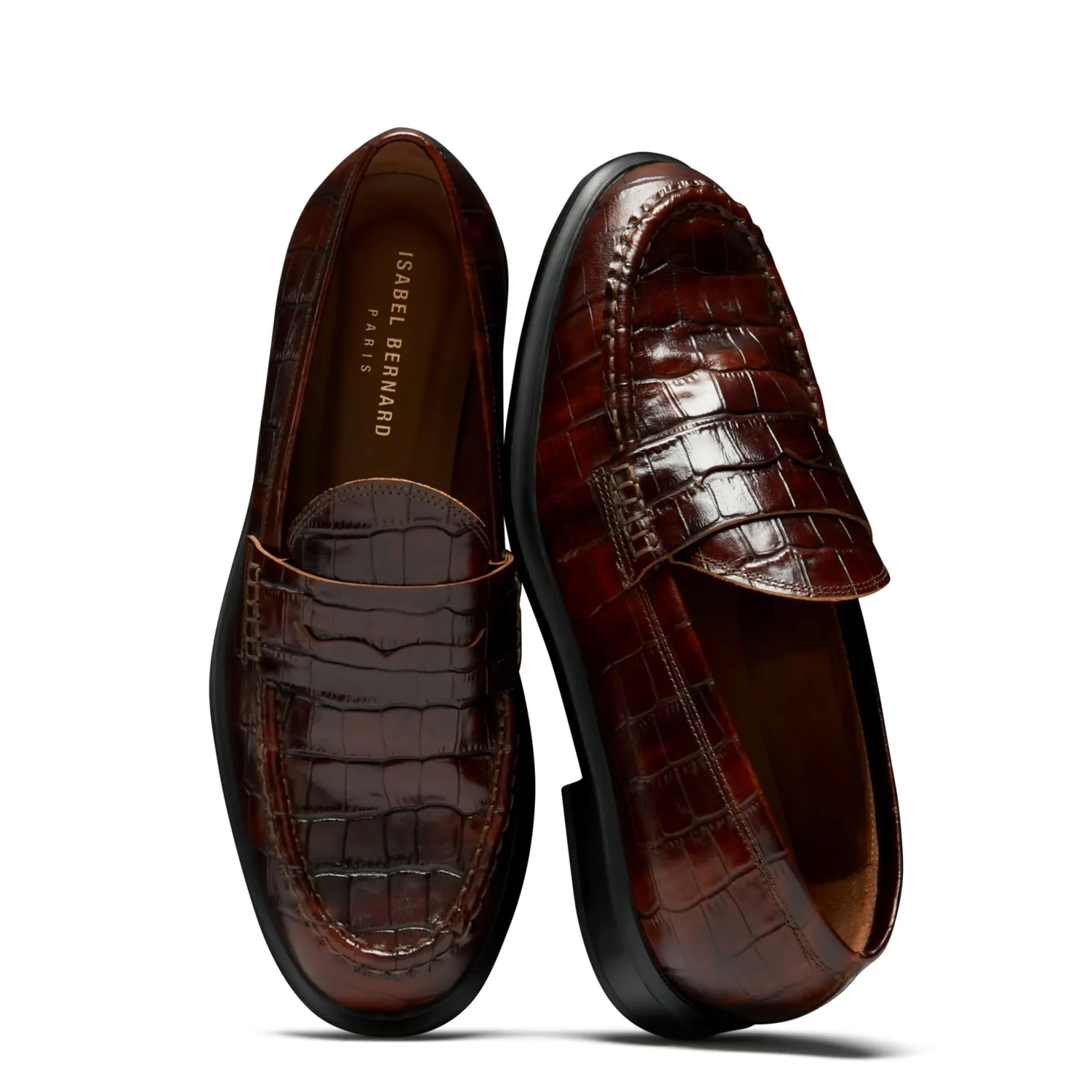 Vendôme Blandine croco bruine loafers van kalfsleer