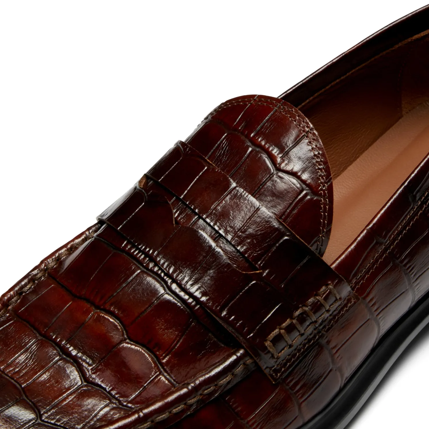 Vendôme Blandine croco bruine loafers van kalfsleer