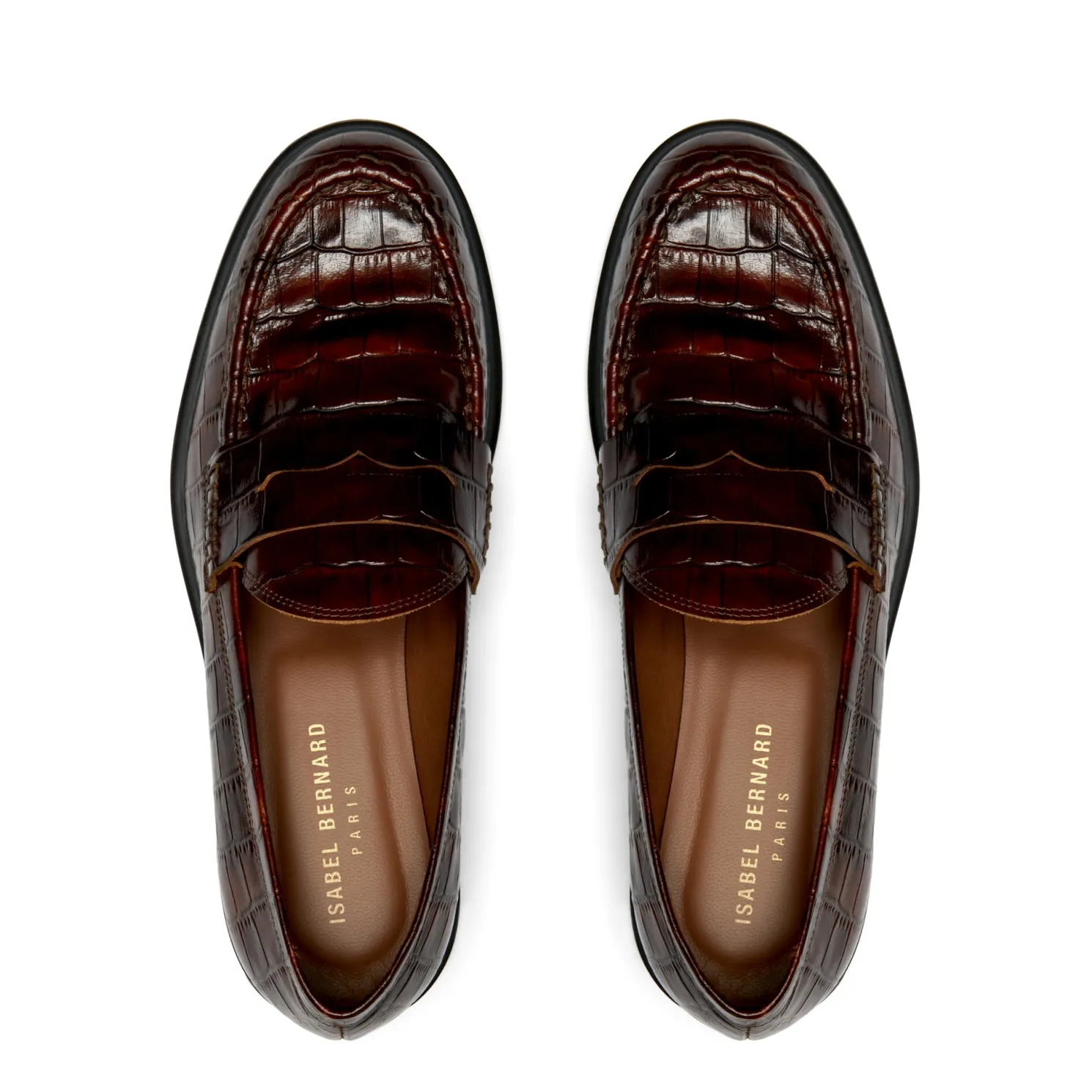 Vendôme Blandine croco bruine loafers van kalfsleer