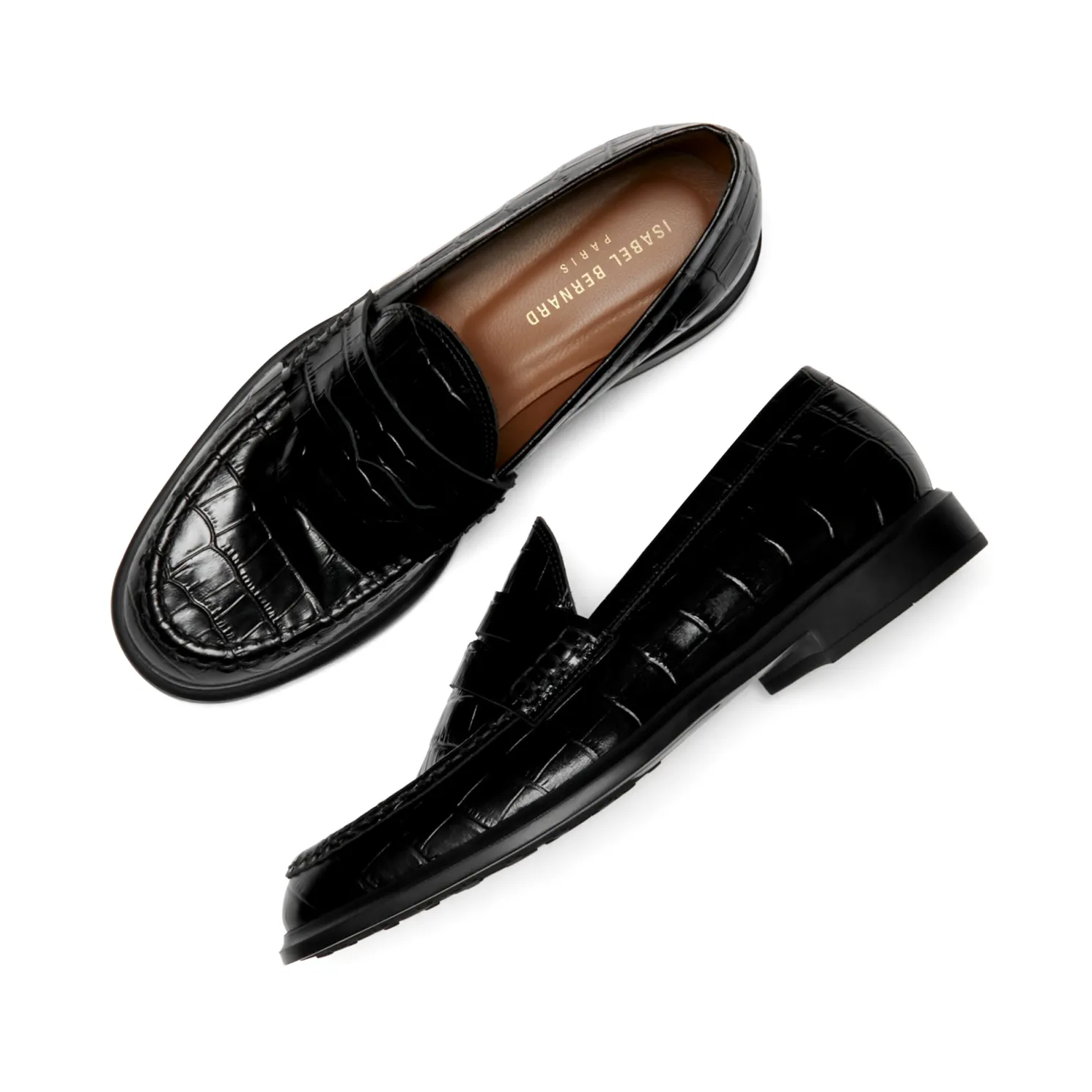 Vendôme Blandine croco zwarte leren loafers van kalfsleer