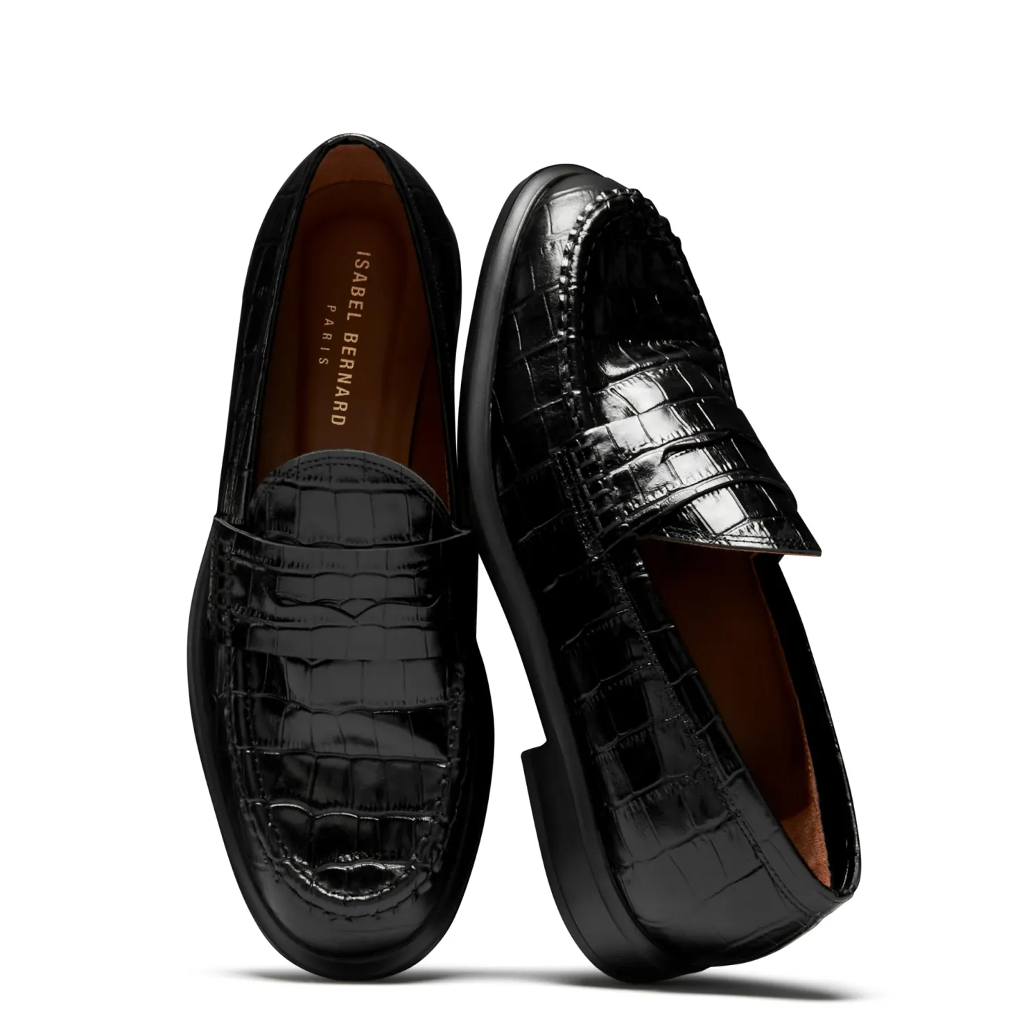 Vendôme Blandine croco zwarte leren loafers van kalfsleer