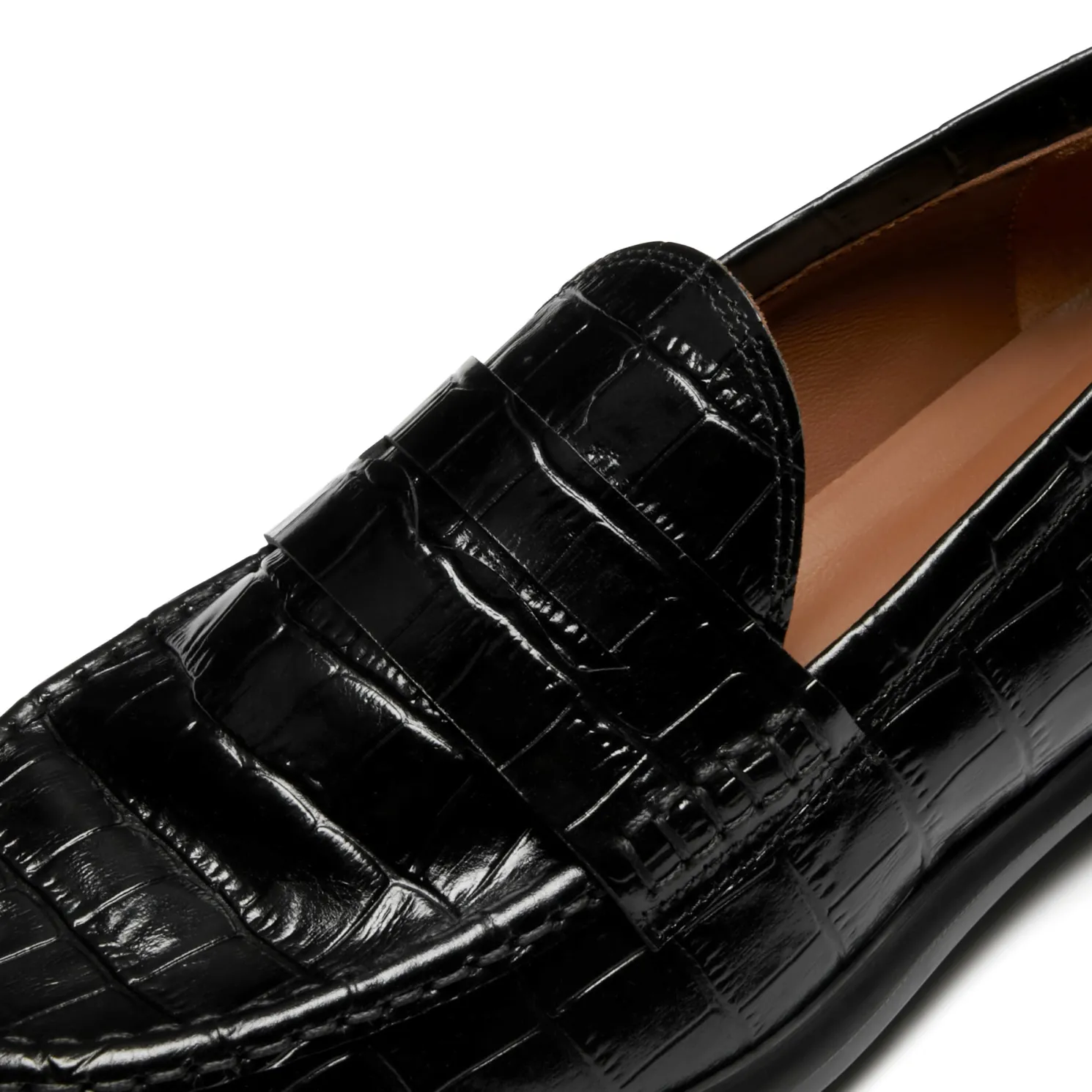 Vendôme Blandine croco zwarte leren loafers van kalfsleer