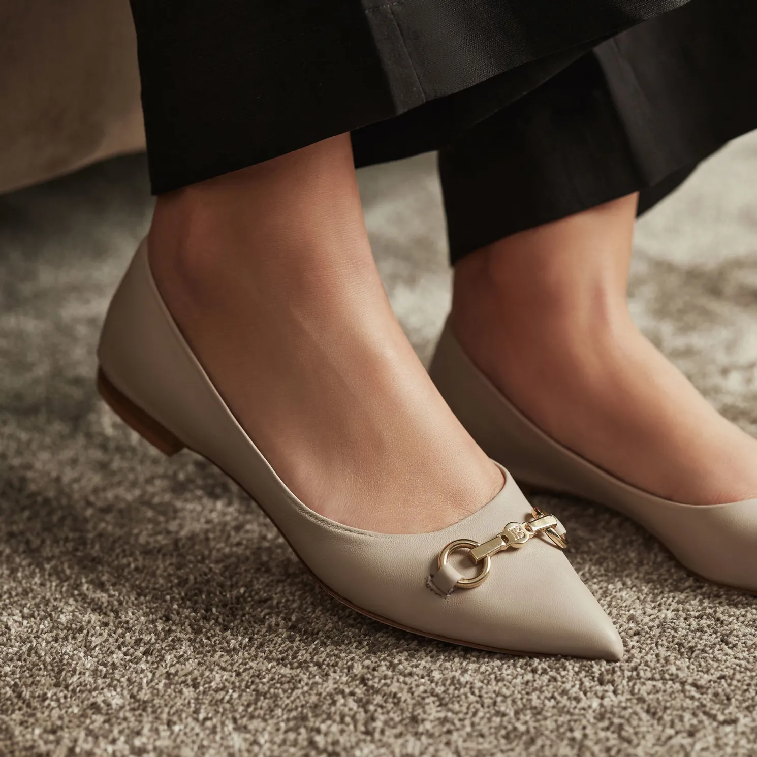 Vendôme Elita taupe leren ballerina's van kalfsleer