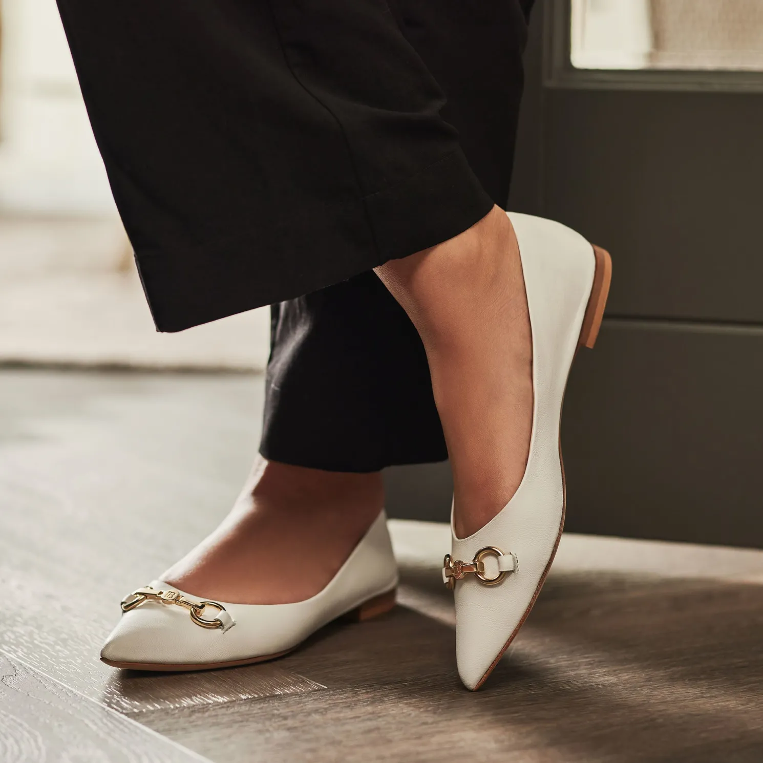 Vendôme Elita witte leren ballerina's van kalfsleer