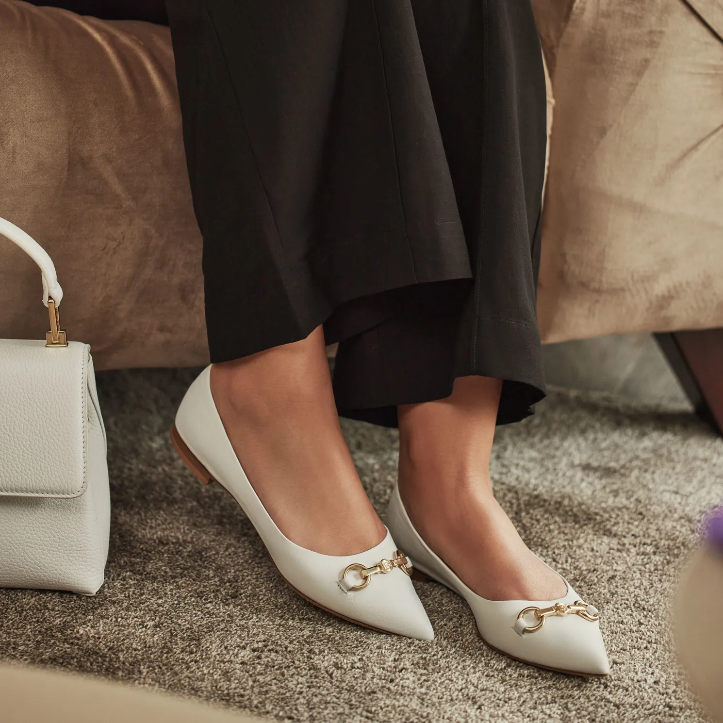 Vendôme Elita witte leren ballerina's van kalfsleer