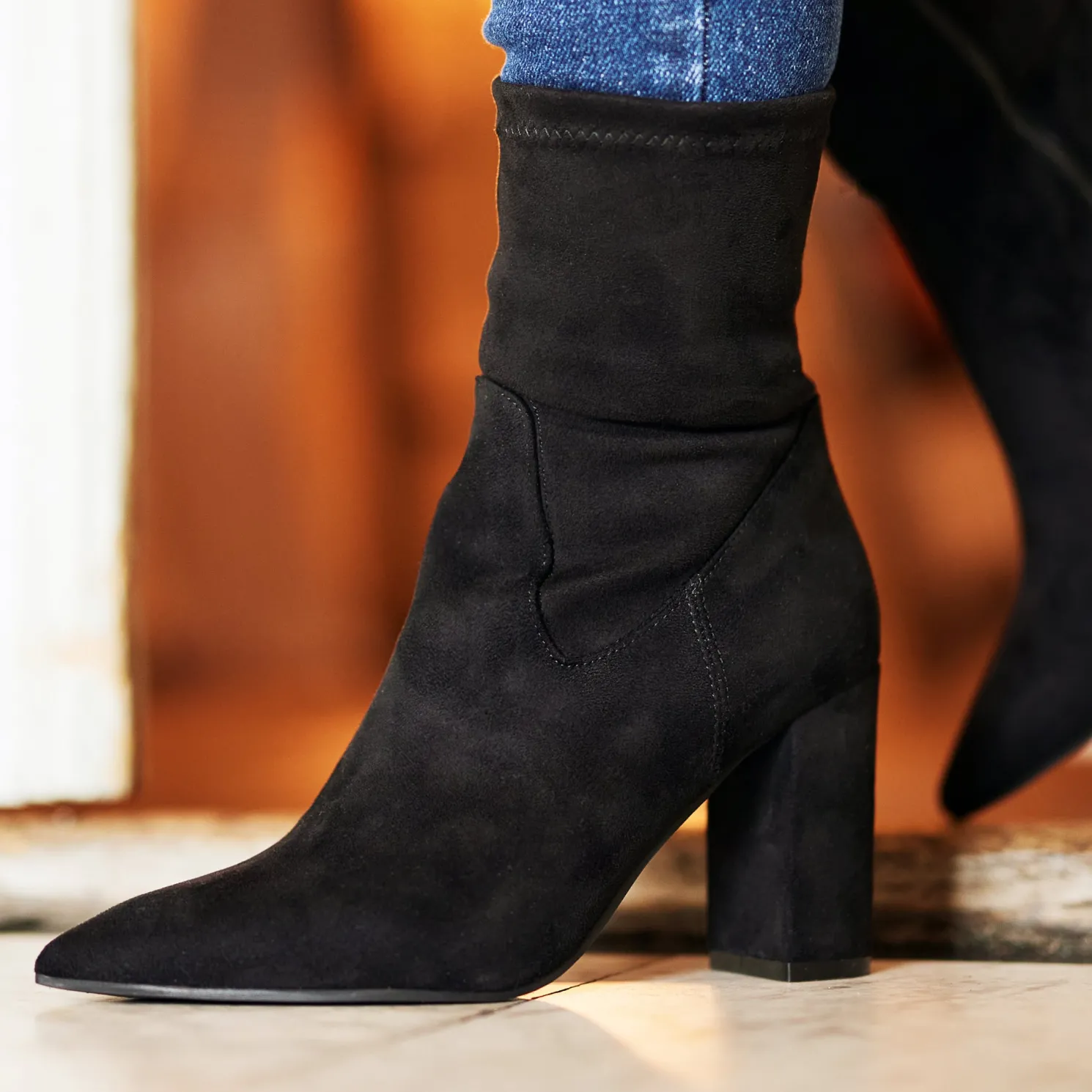 Vendôme Fem zwarte nylonstretch suède heels