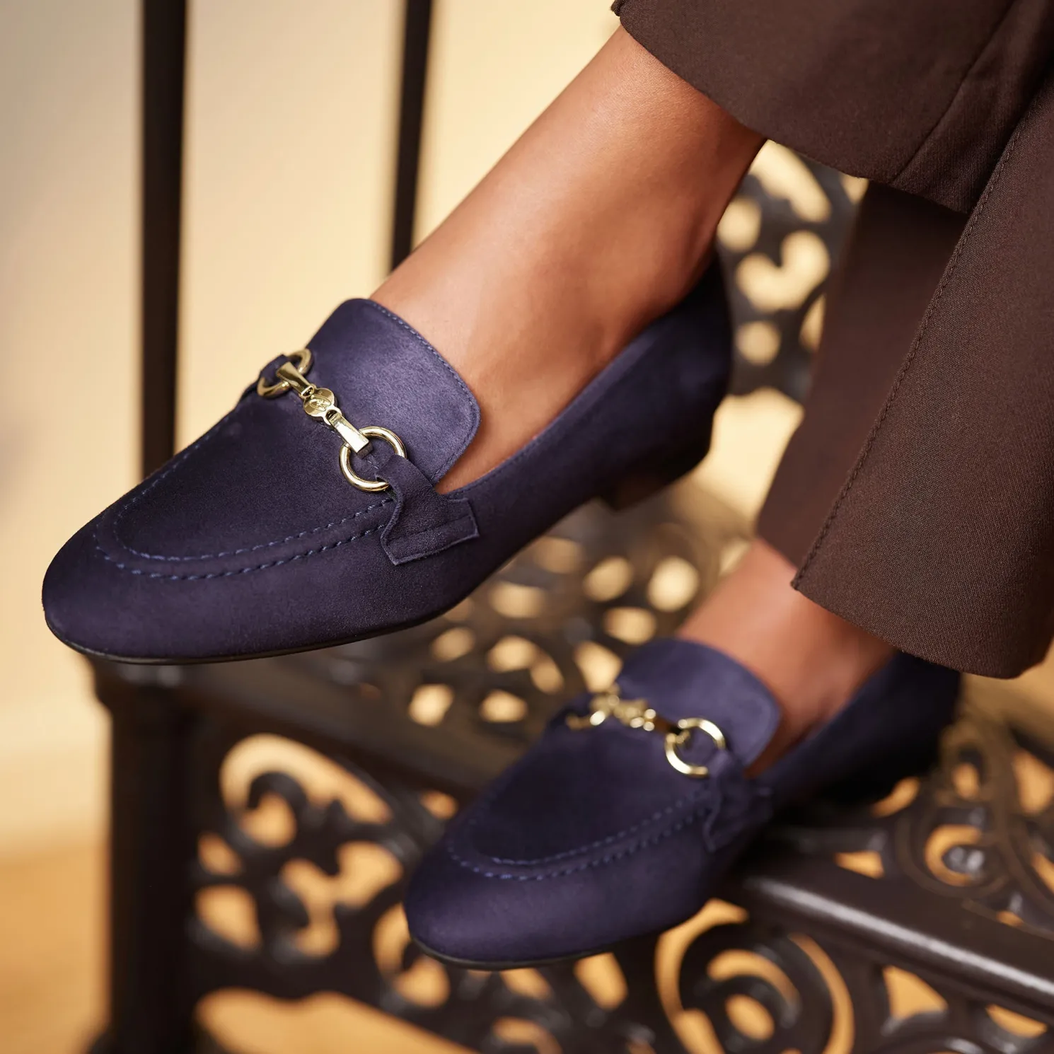 Vendôme Fleur blue suede loafers
