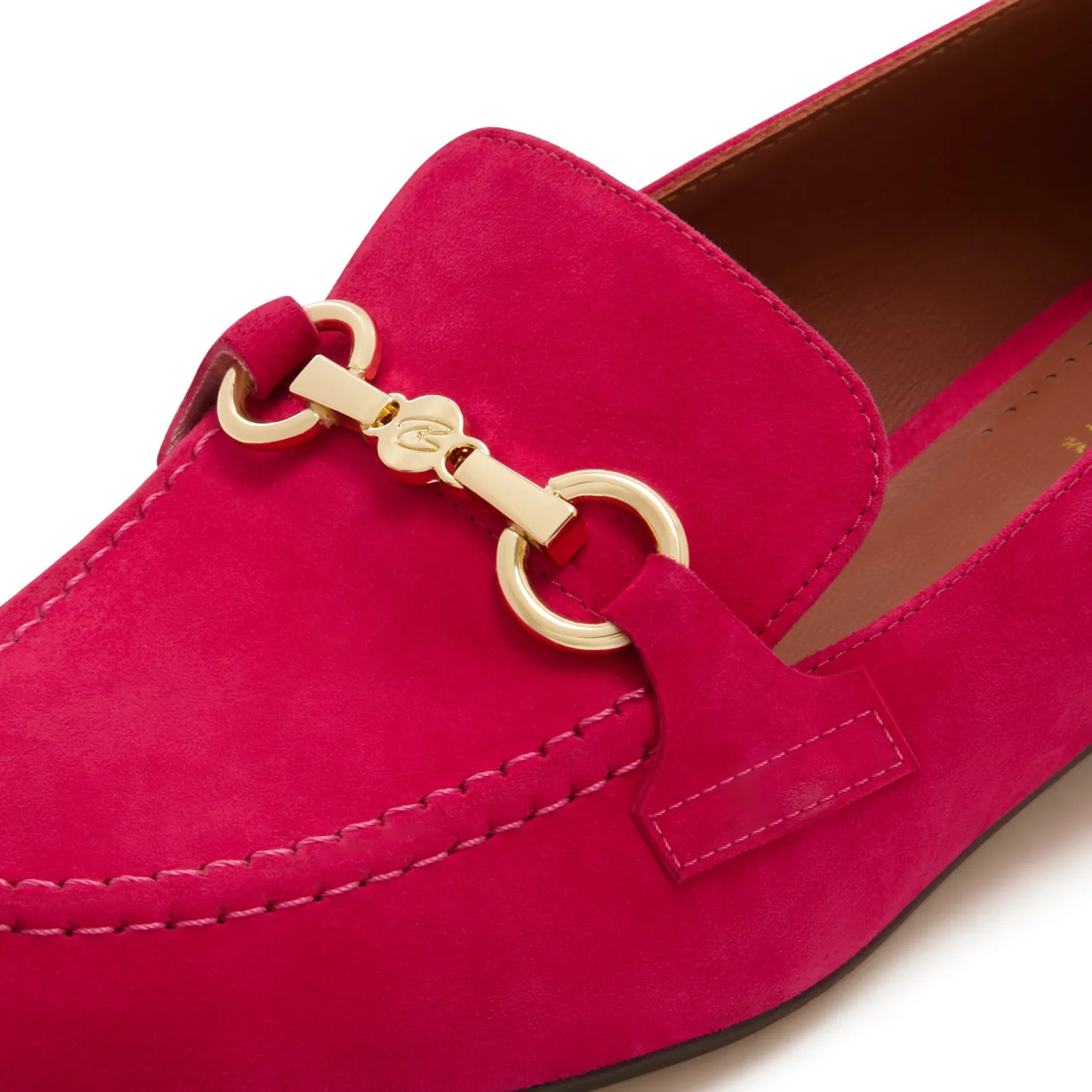Vendôme Fleur fuchsia suède loafers