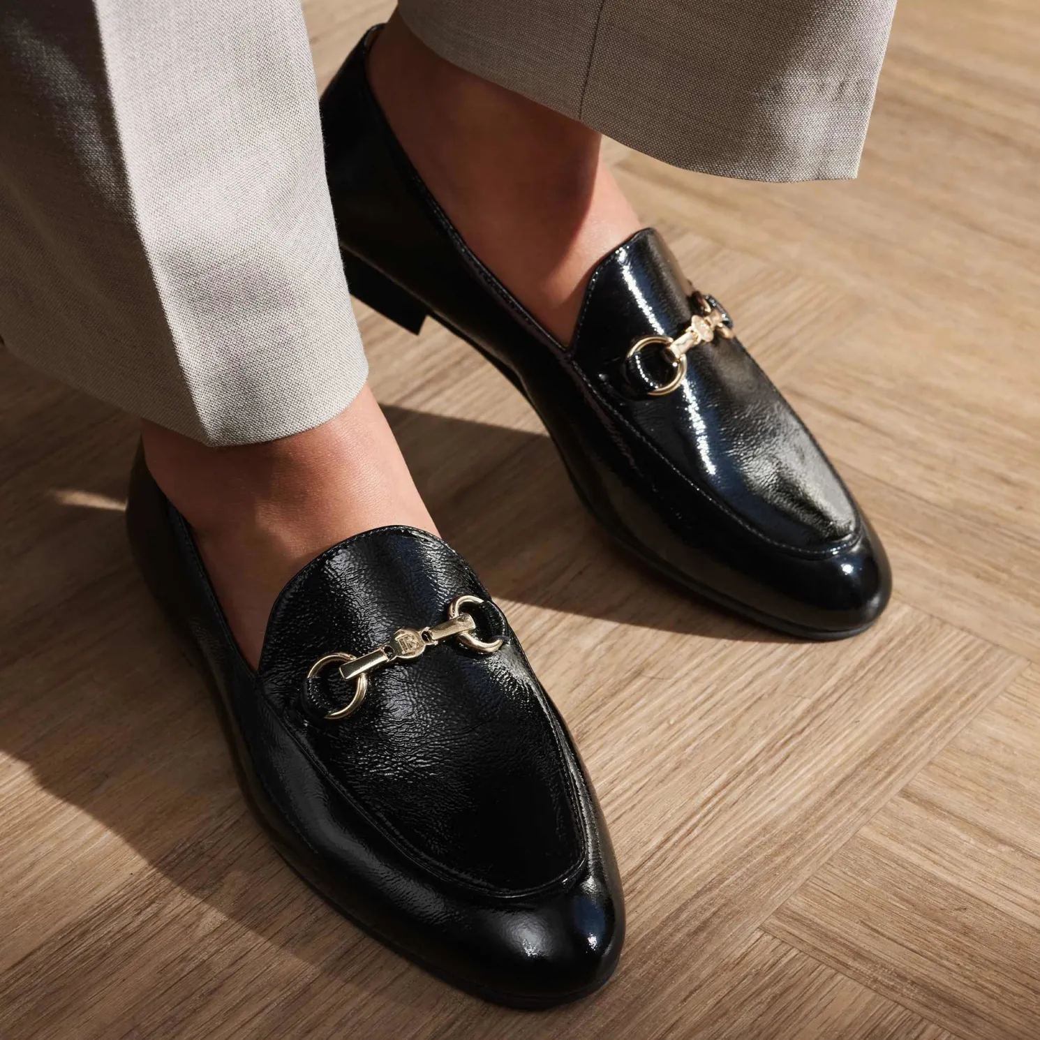 Vendôme Fleur zwarte lakleren loafers van kalfsleer