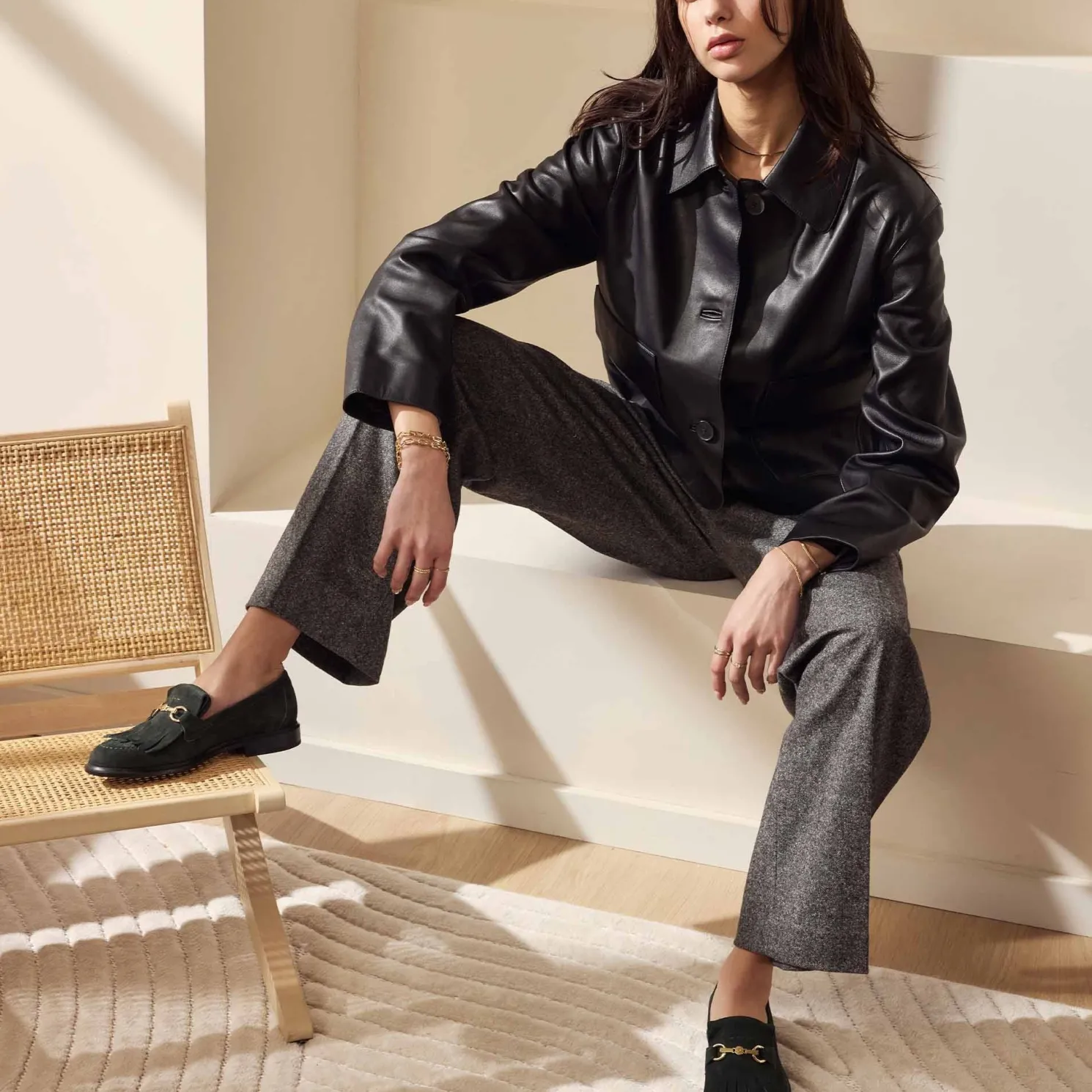 Vendôme Lave donkergroene suède loafers