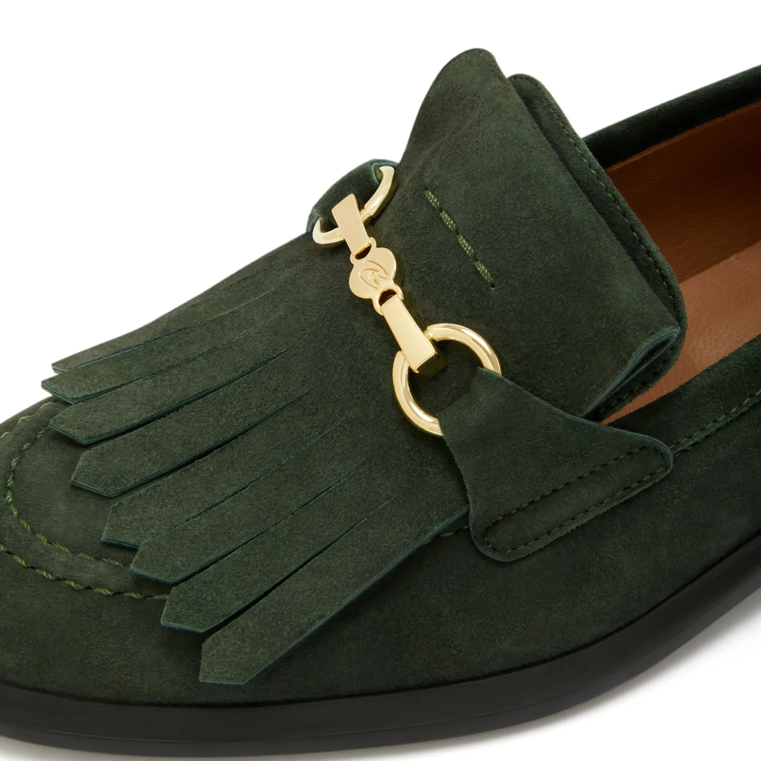 Vendôme Lave donkergroene suède loafers